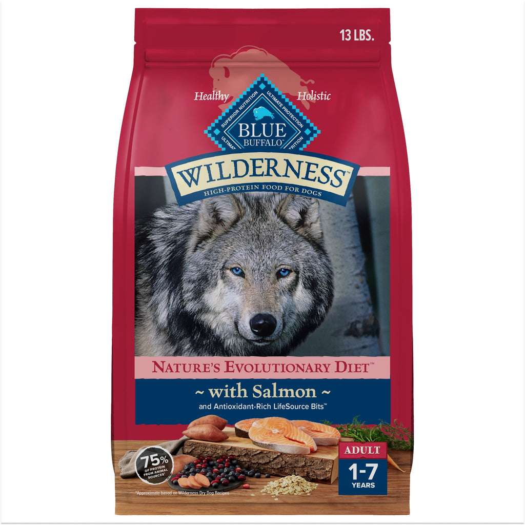 Blue Buffalo Wilderness Natural High-Protein Adult Dog Dry Food - Salmon Recipe, 13-lb.