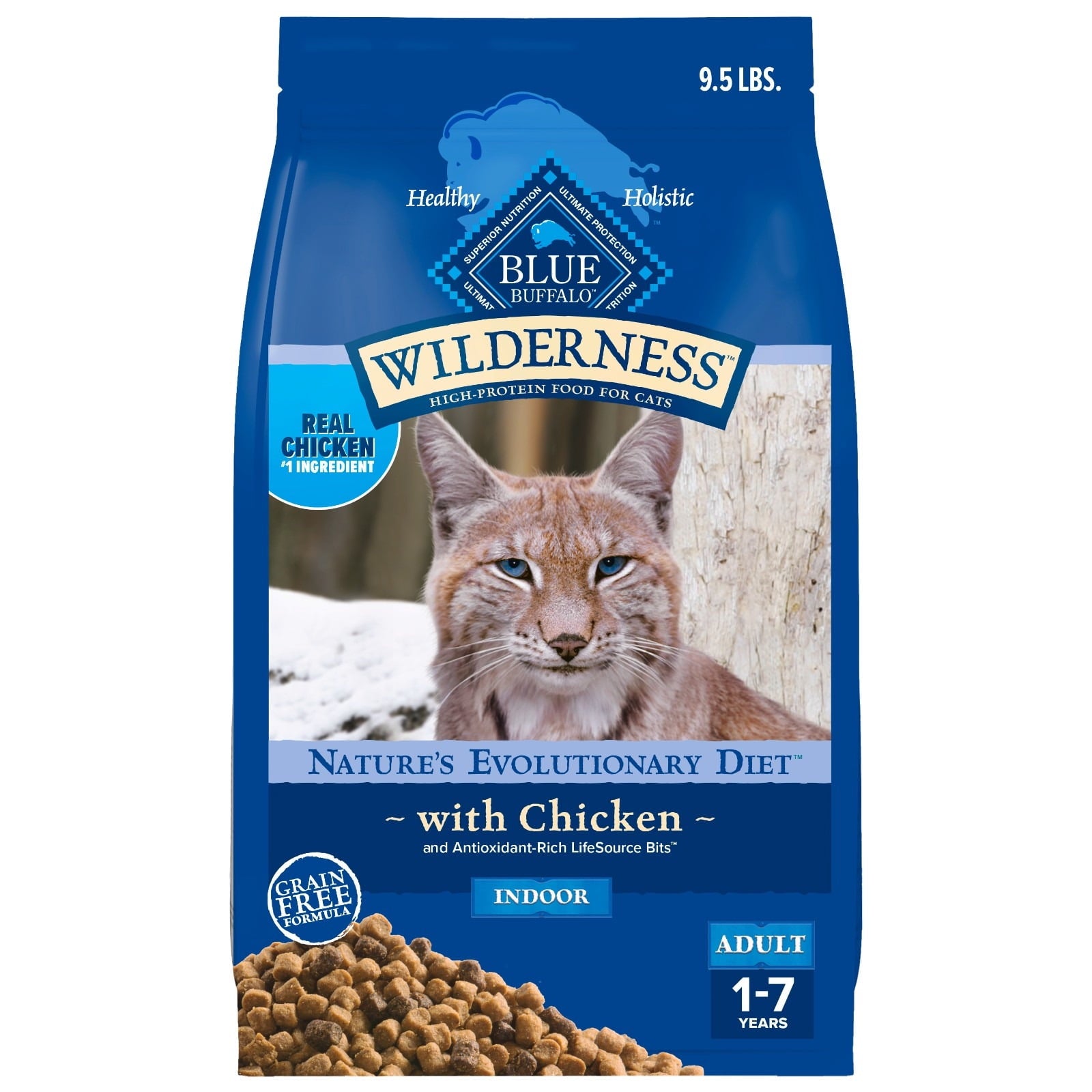 Blue Buffalo Wilderness Natural High-Protein - Grain-Free Dry Cat Food, Chicken, 9.5-lb. Bag