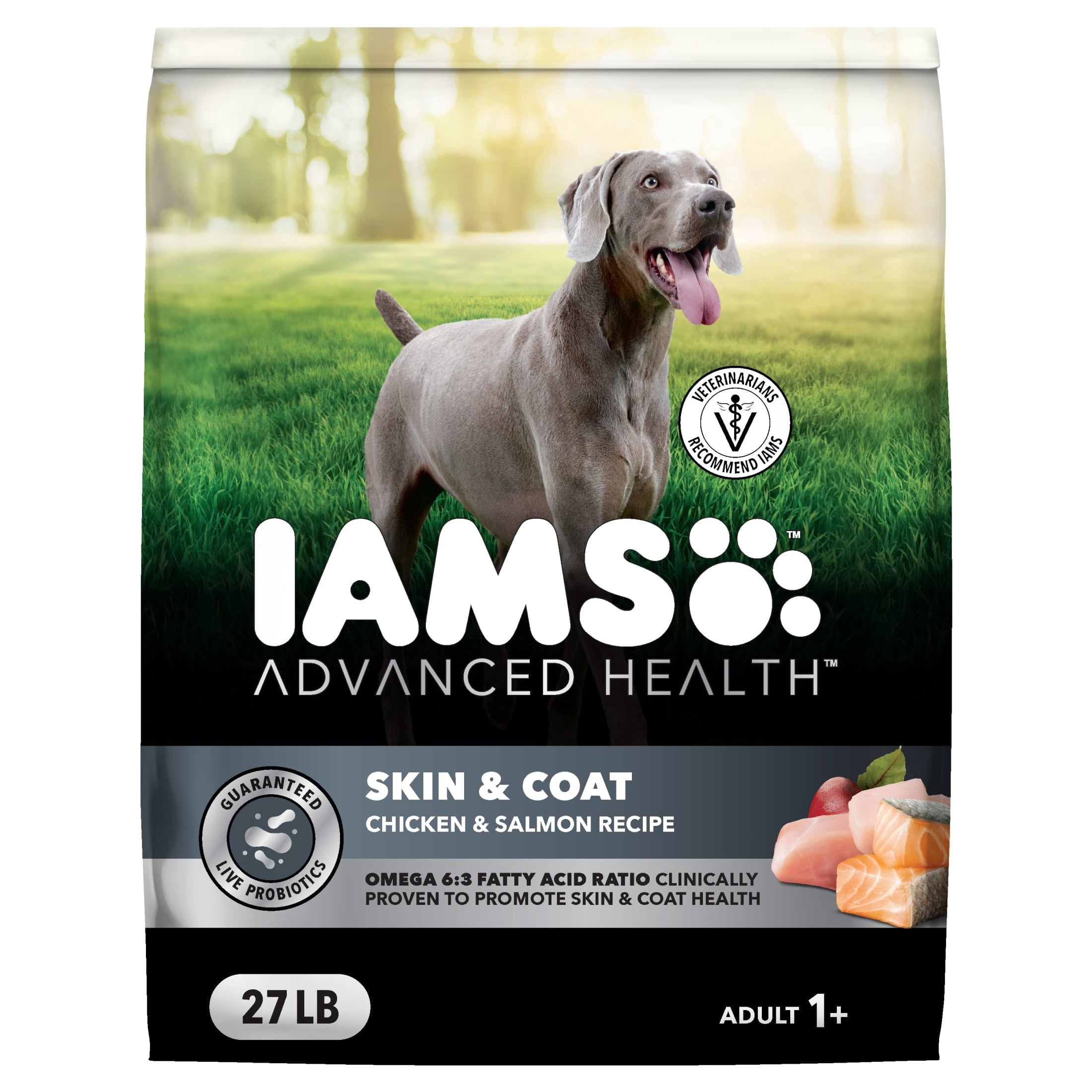 IAMS Advanced Health Skin & Coat Adult Dog Food Dry Chicken & Salmon Recipe - 27 lb