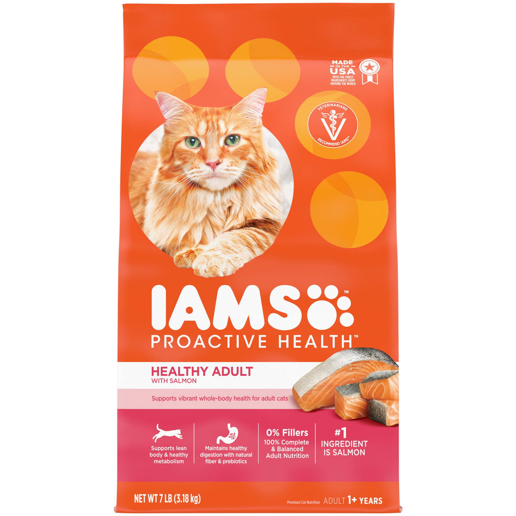 Iams Proactive Health Salmon Flavor Dry Cat Food For Adult Cats - 7 Lb Bag