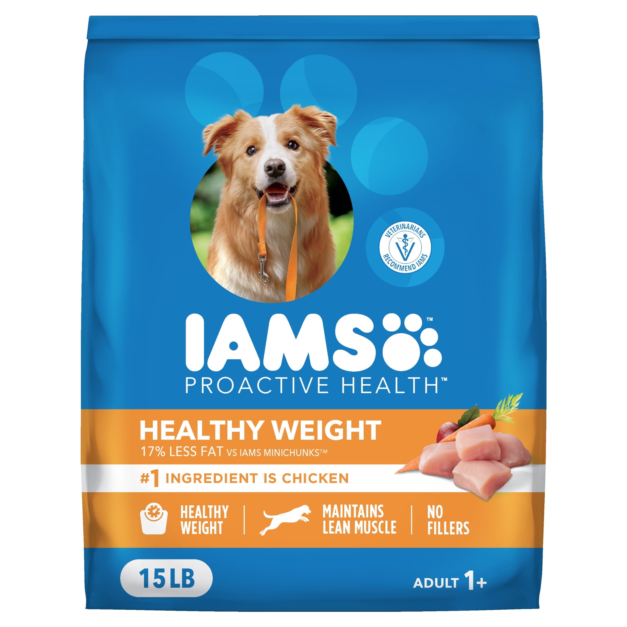 IAMS Proactive Health Dog Food Dry Recipe for Healthy Weight - Adult Dry Dog Food, 15 lb. Bag
