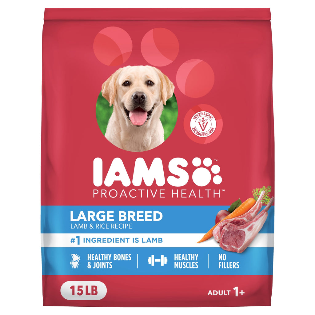 IAMS Large Breed Dry Dog Food - Adult Dog Food Dry Recipe, Lamb & Rice Recipe, 15 lb. Bag