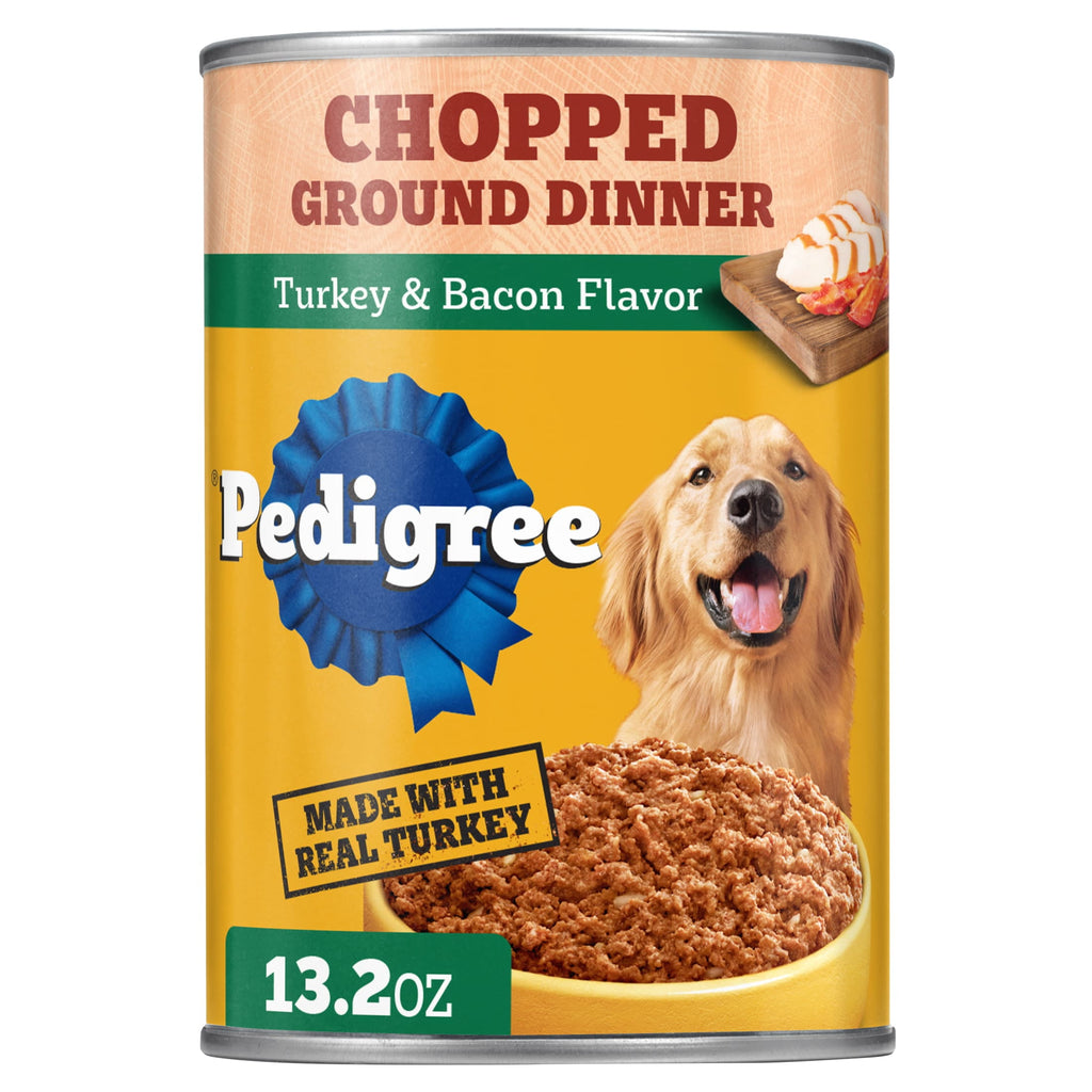 Pedigree Chopped Ground Dinner Turkey & Bacon Flavor Adult Soft Wet Dog Food - (12) 13.2 Oz Cans