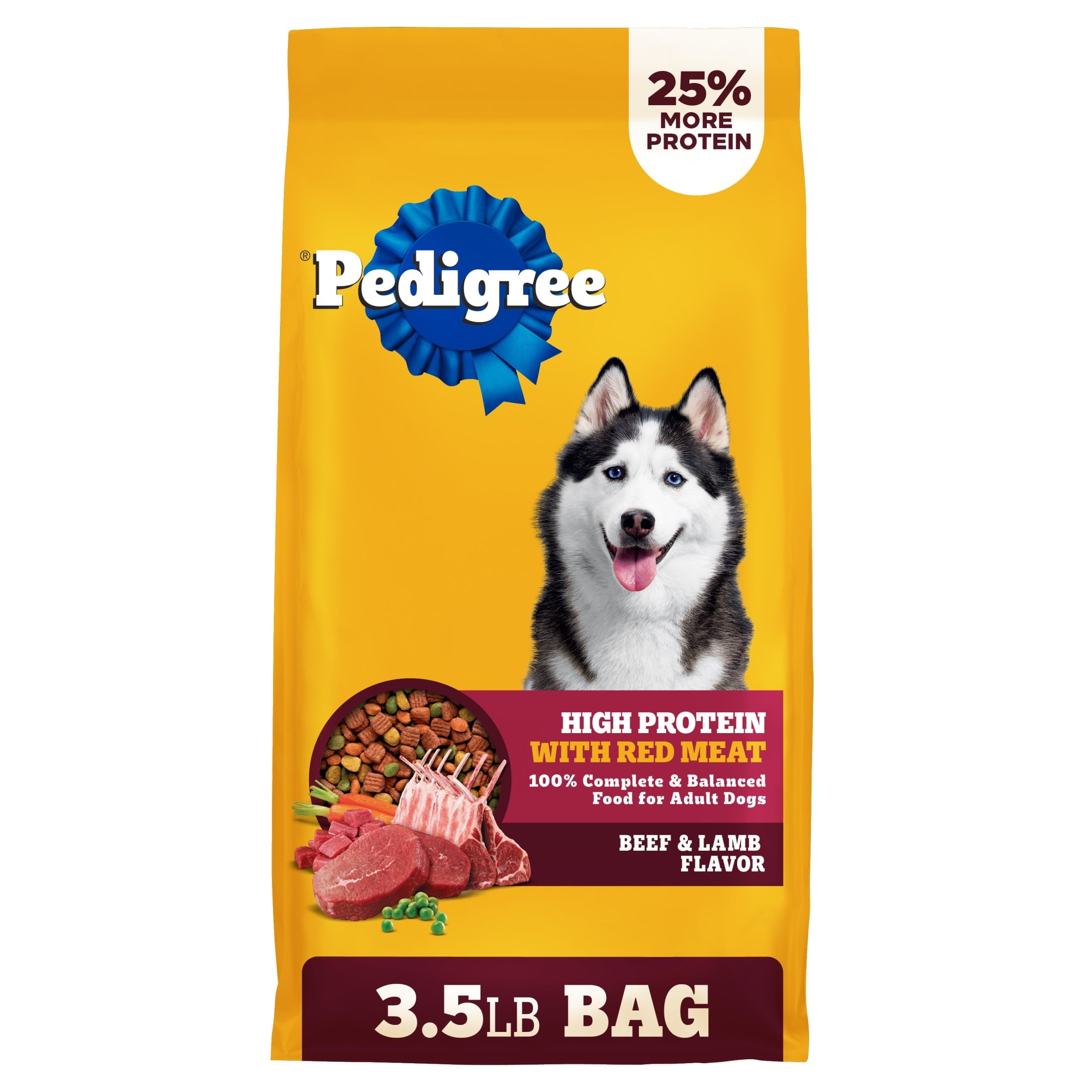 Pedigree Dry Dog Food for Adult Dogs - High Protein, Beef and Lamb Flavor, 3.5 lb. Bag