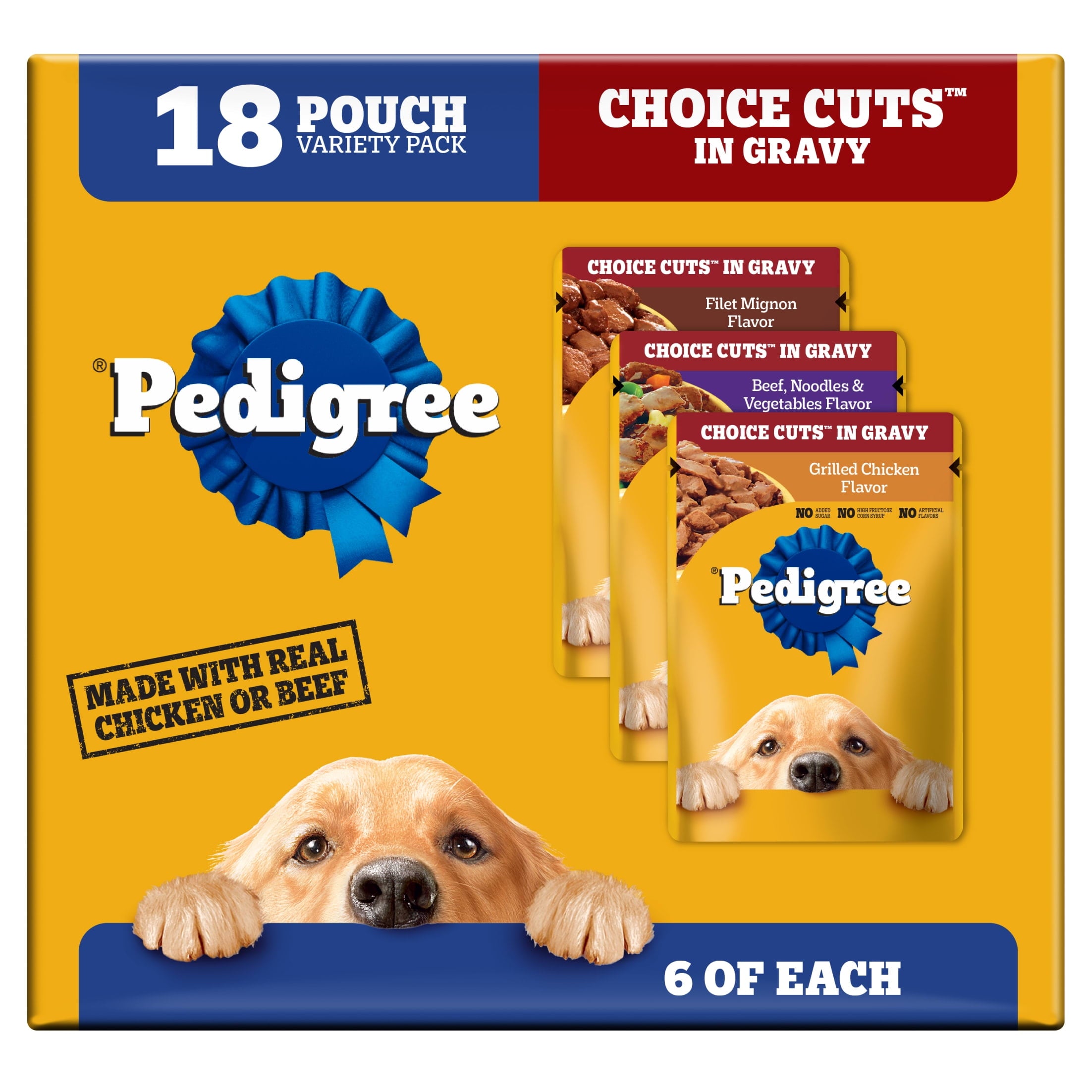 Pedigree Choice Cuts In Gravy Dog Food Variety Pack - 3.5 Oz Pouches, 18 Count