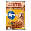Pedigree Chopped Ground Dinner Beef Bacon & Cheese Flavor Adult Wet Dog Food - (12) 22 Oz Cans