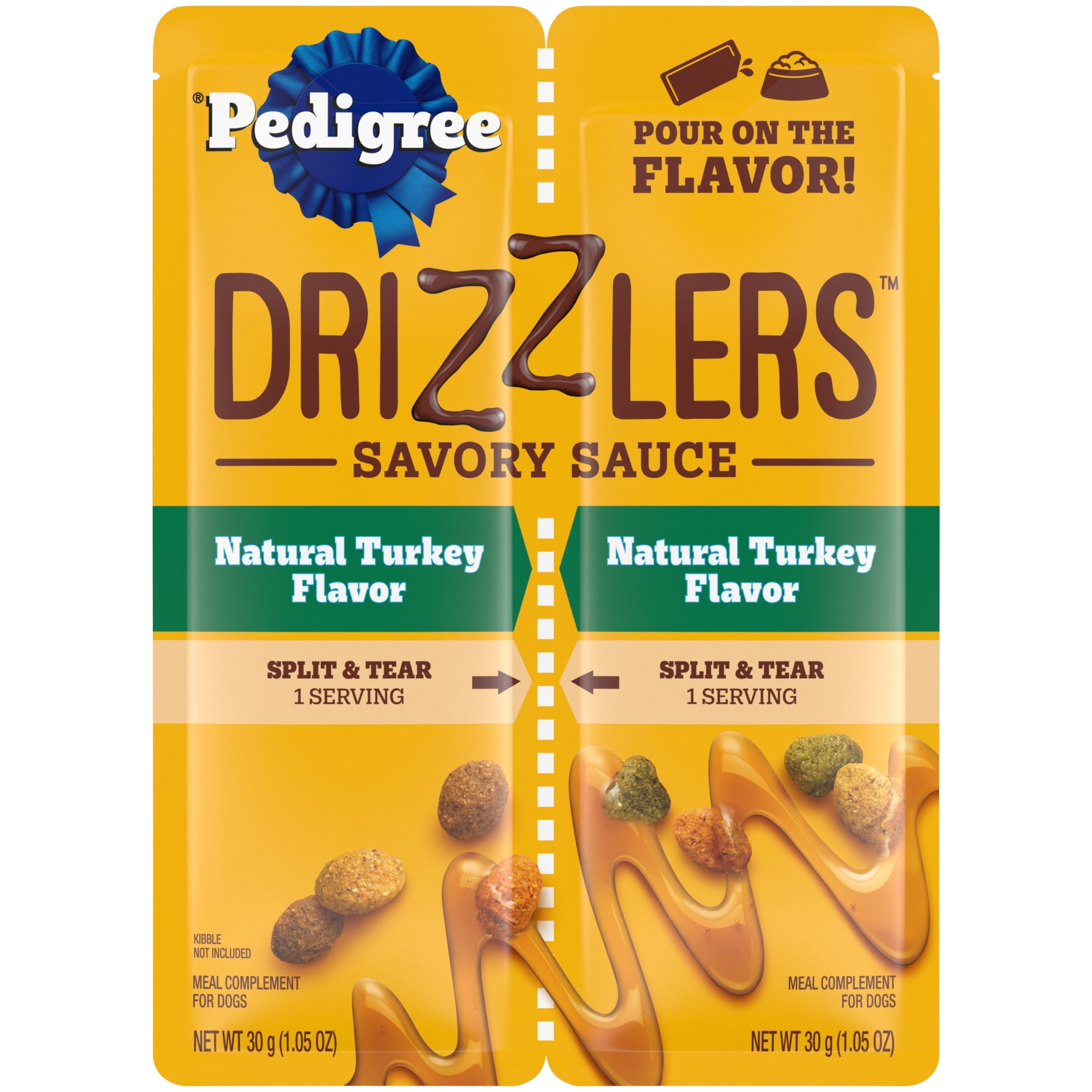 Pedigree Drizzlers Natural Turkey Flavor Savory Sauce Wet Dog - 2.1 oz Twin Pouch
