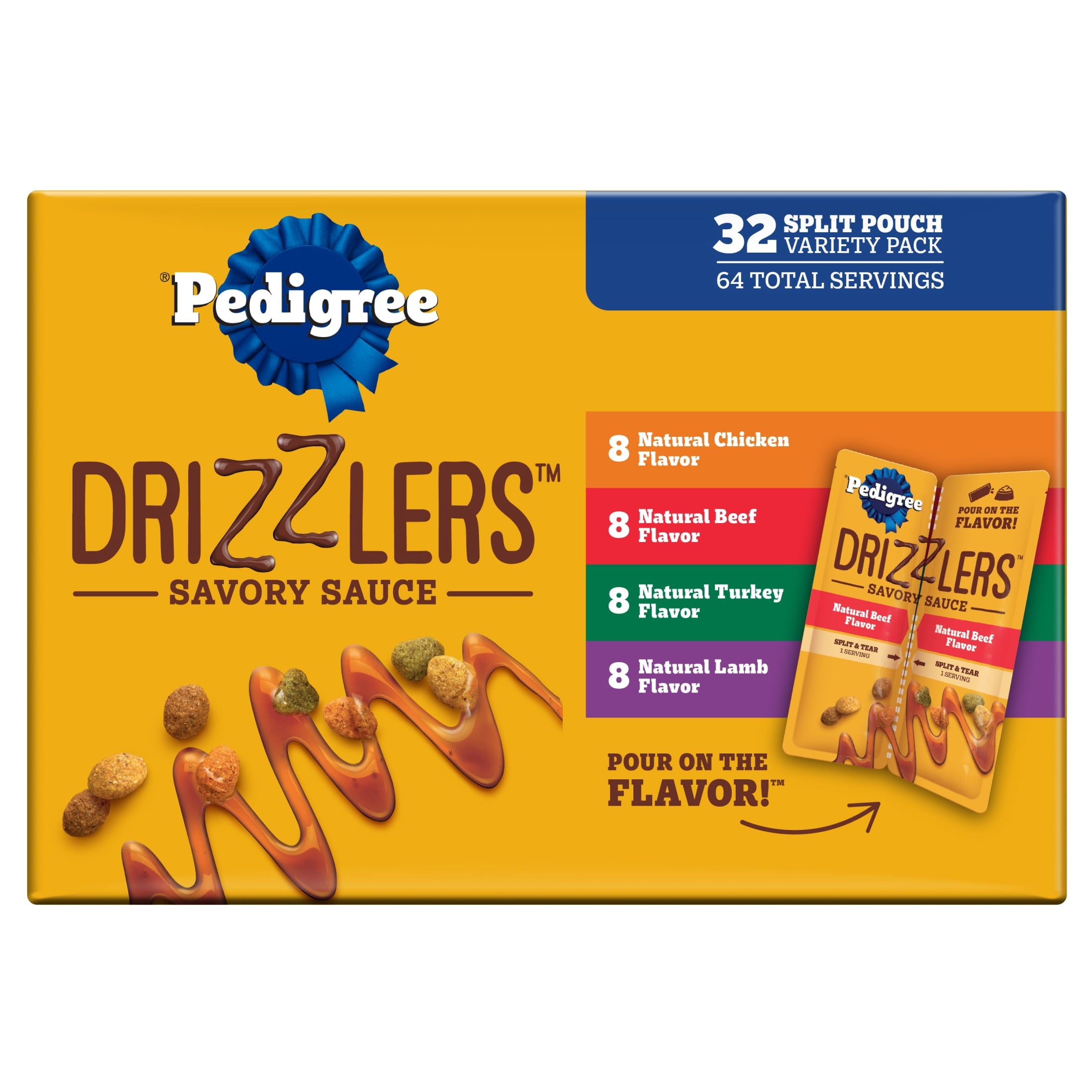 Pedigree Drizzlers Savory Sauce Multipack Wet Dog - 2.1 oz Twin Pouches, 32-Pack