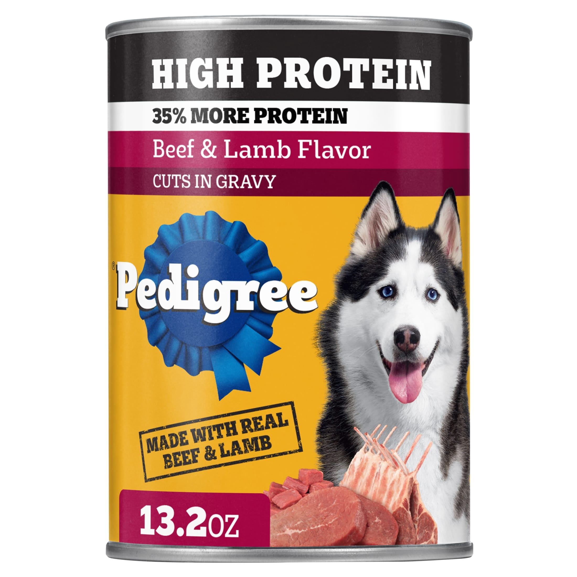 Pedigree High Protein Beef & Lamb flavor In Gravy Adult Soft Wet Dog Food - (12) 13.2 oz Cans
