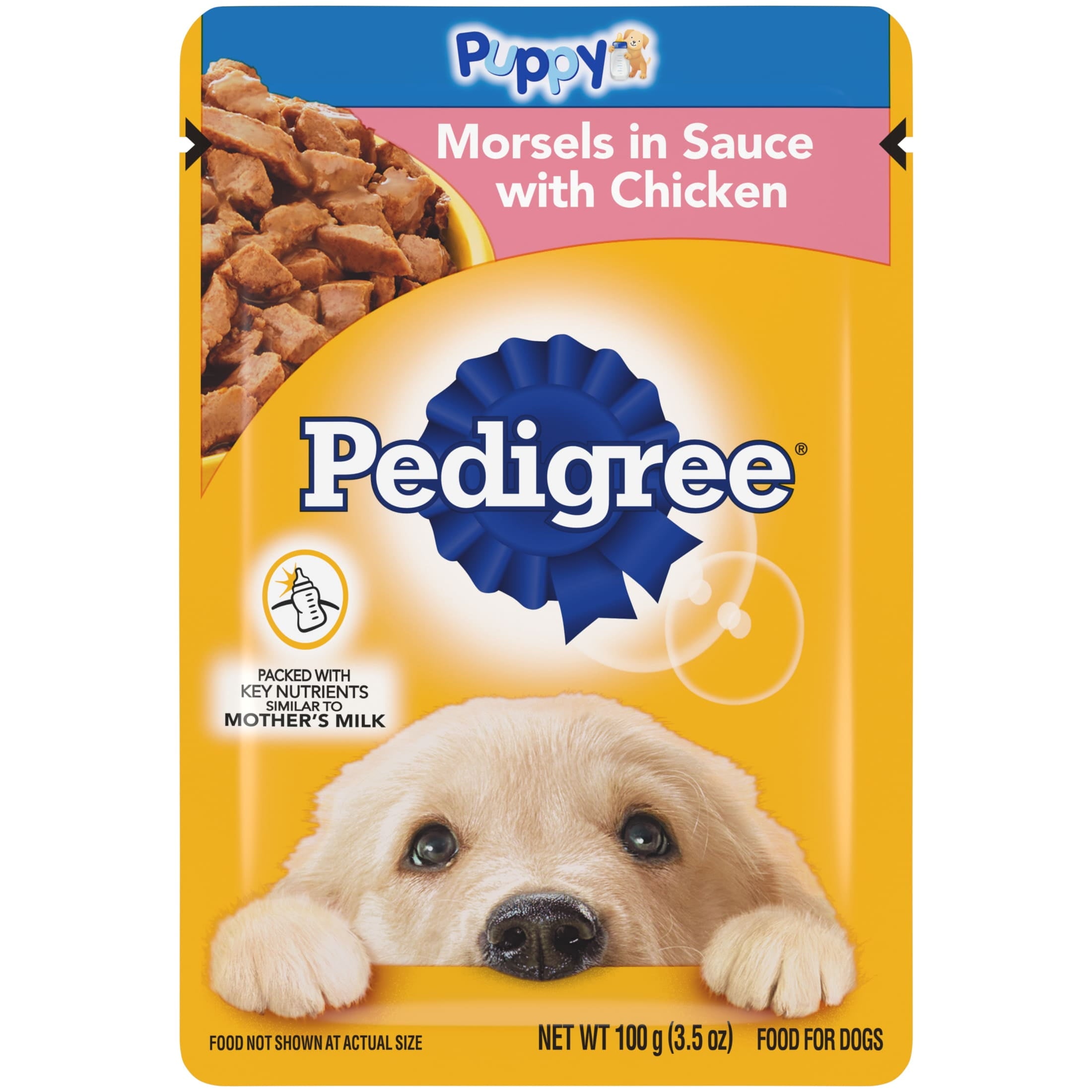 Pedigree Puppy Food Morsels in Sauce - Wet Dog Food, Chicken Flavor, 3.5 oz. Pouches