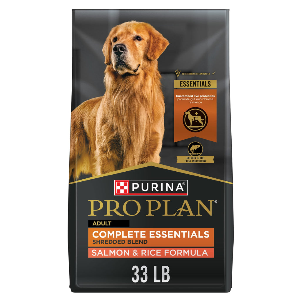 Purina Pro Plan Complete Essentials Shredded Blend Salmon and Rice Dry Dog Food Formula with Probiotics for Dogs - 33 lb Bag