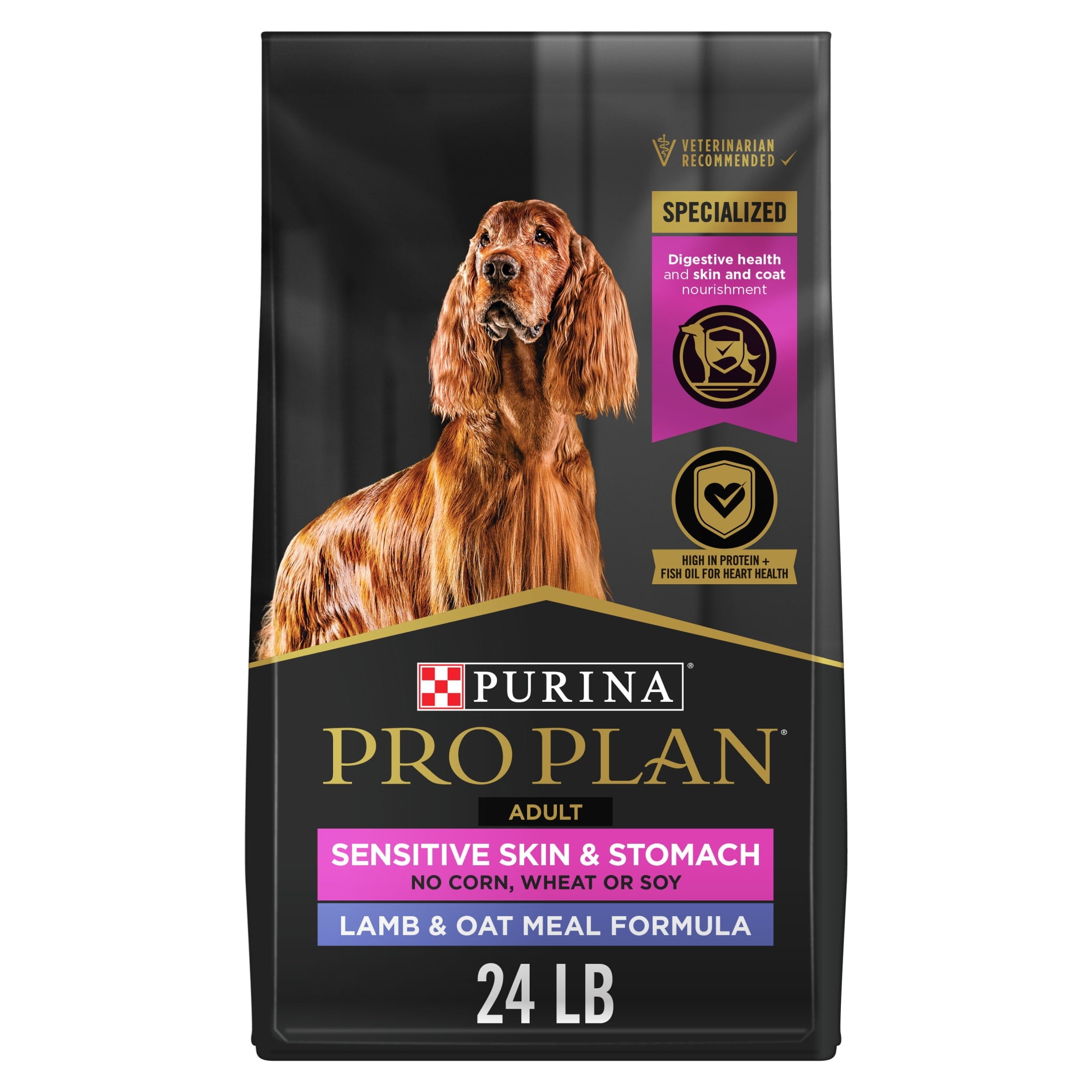 Purina Pro Plan Sensitive Skin and Sensitive Stomach Dog Food Lamb and Oatmeal Formula - 24 lb Bag