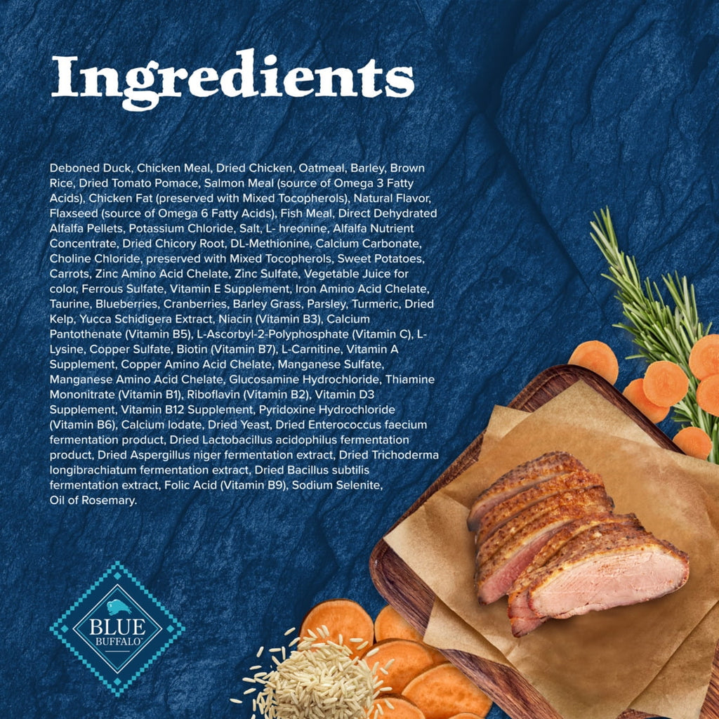 Blue Buffalo Wilderness Natural High-Protein Dry Food for Adult Dogs - Duck, 13-lb bag.