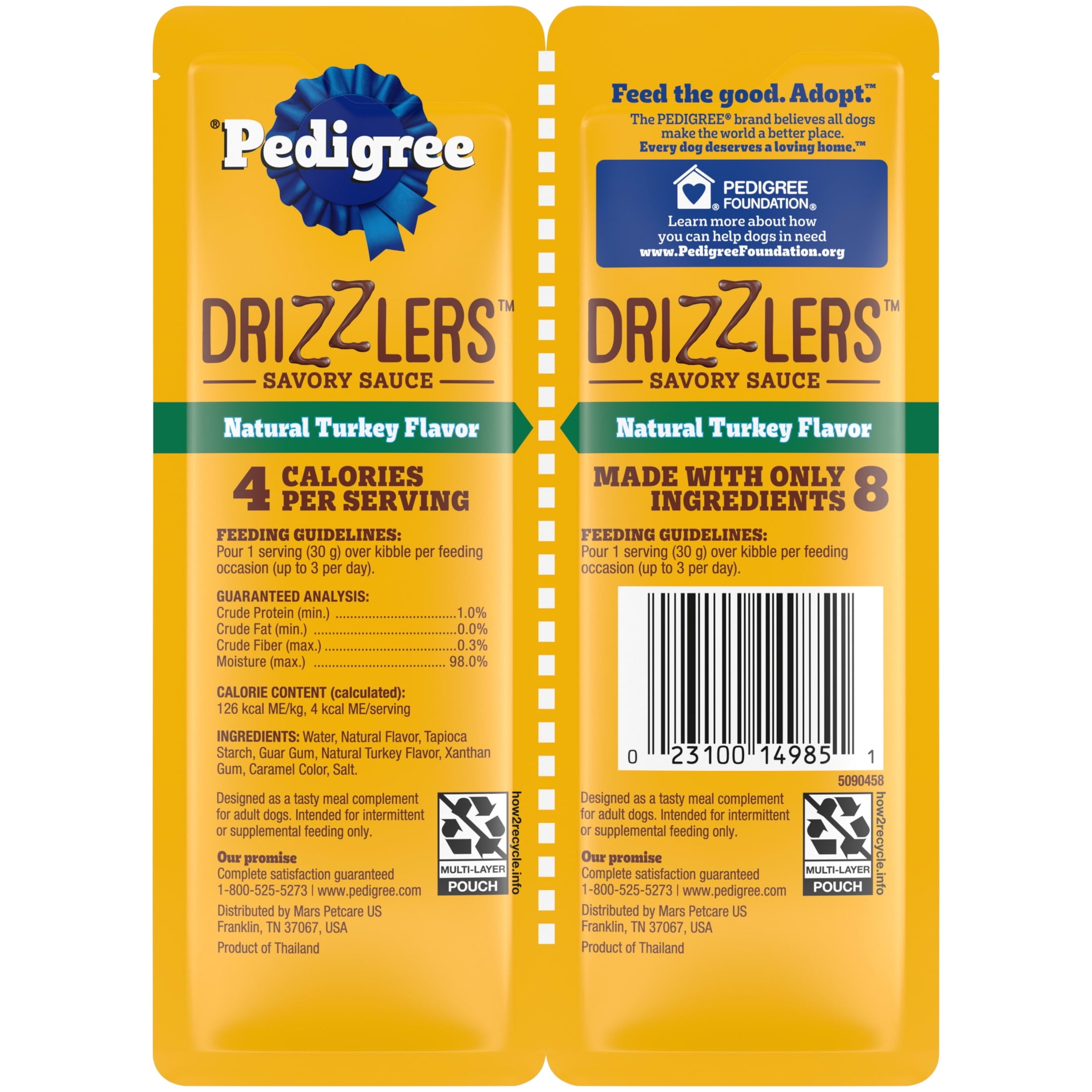 Pedigree Drizzlers Natural Turkey Flavor Savory Sauce Wet Dog - 2.1 oz Twin Pouch
