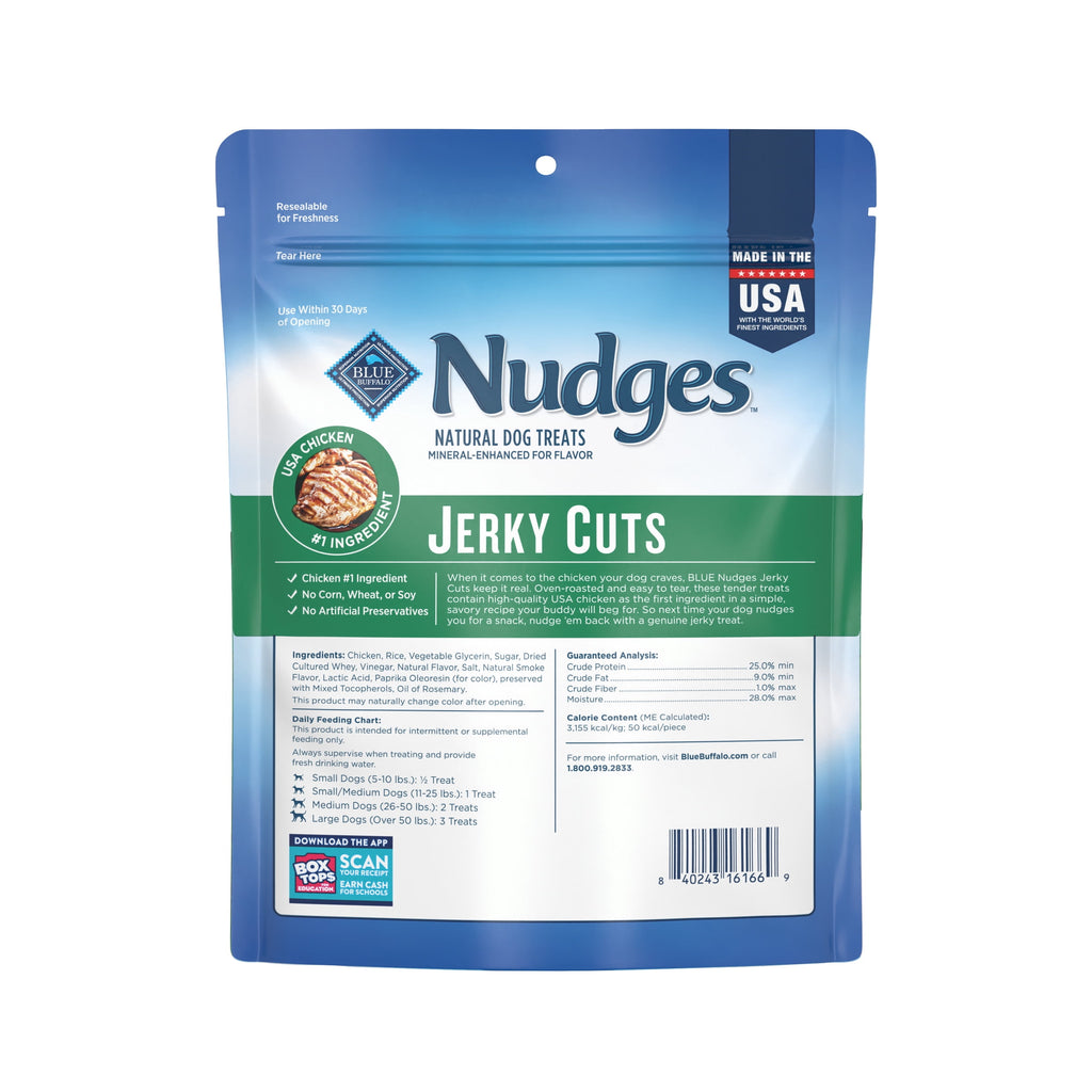 Blue Buffalo Nudges Jerky Cuts - Natural Dog Treats, Chicken Jerky, 12oz Bag