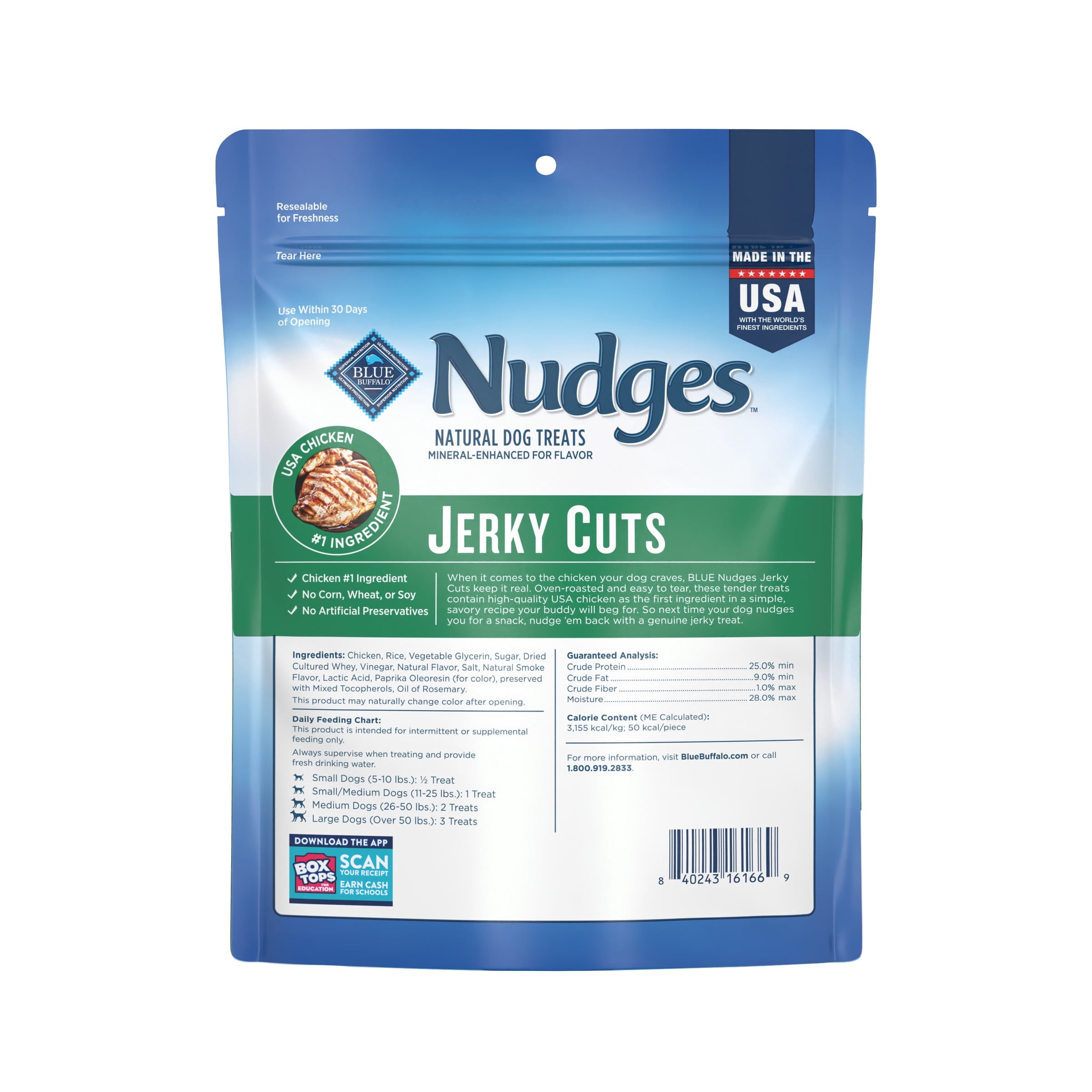 Blue Buffalo Nudges Jerky Cuts - Natural Dog Treats, Chicken Jerky, 12oz Bag