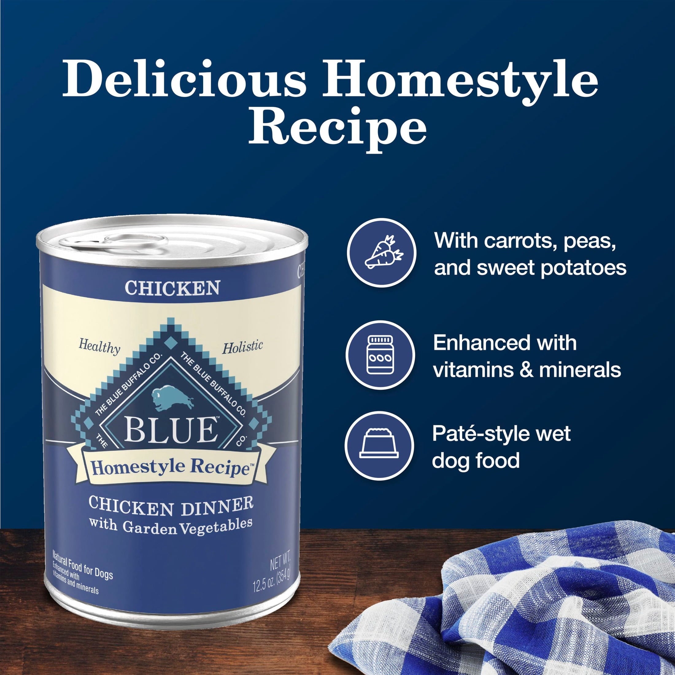 Blue Buffalo Homestyle Recipe Natural Adult Wet Dog Food - Chicken, 12.5oz. Can - 12-Pack