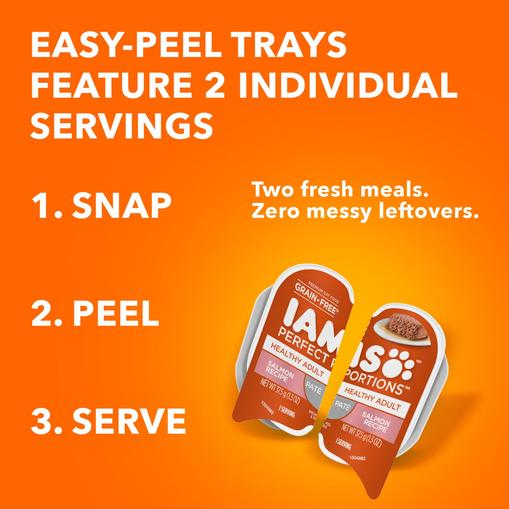 Iams Perfect Portions Healthy Adult Pate - Variety Recipe Wet Cat Food, 2.6 Oz Twin-Pack Trays 24 Count