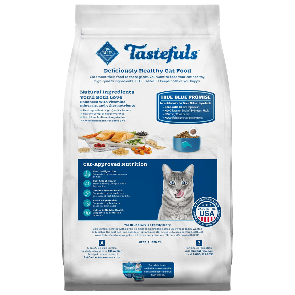 Blue Buffalo Tastefuls Dry Food - Adult Indoor Cat, Salmon and Brown Rice, 5-lb. Bag