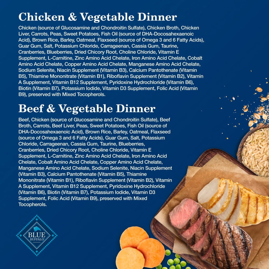 Blue Buffalo Homestyle Senior Beef and Chicken Wet Dog Food Variety 6 Pack - 12.5 oz Cans