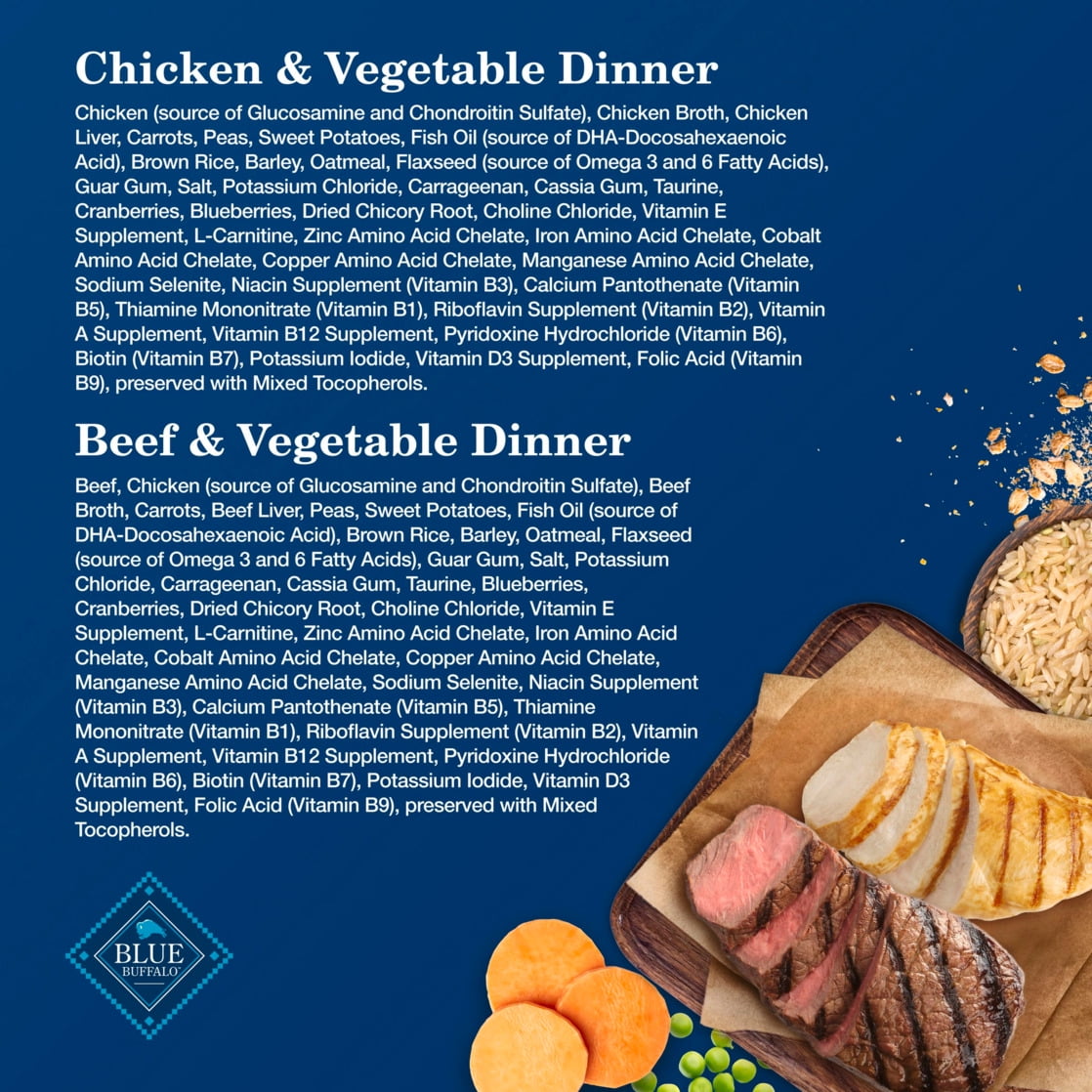 Blue Buffalo Homestyle Senior Beef and Chicken Wet Dog Food Variety 6 Pack - 12.5 oz Cans