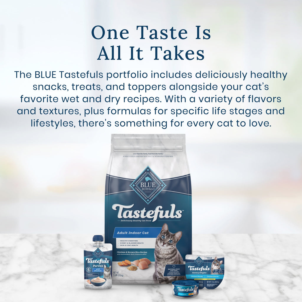 Blue Buffalo Tastefuls Adult Cat Natural Purees - Salmon 3-oz Resealable Twist Cap Pouch