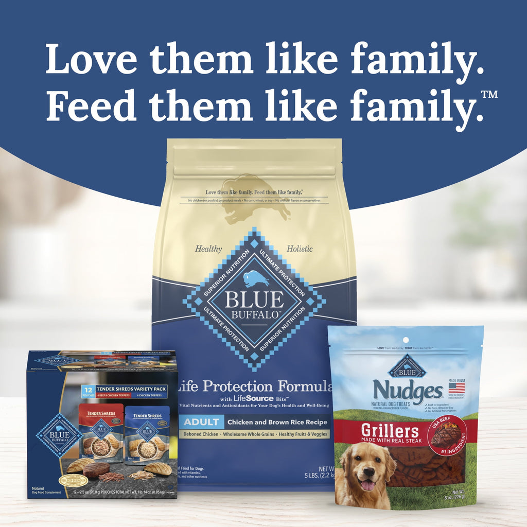 Blue Buffalo Tender Shreds Toppers - Natural Dog Food, 2.5-oz. Pouch, 12-Count Variety Pack