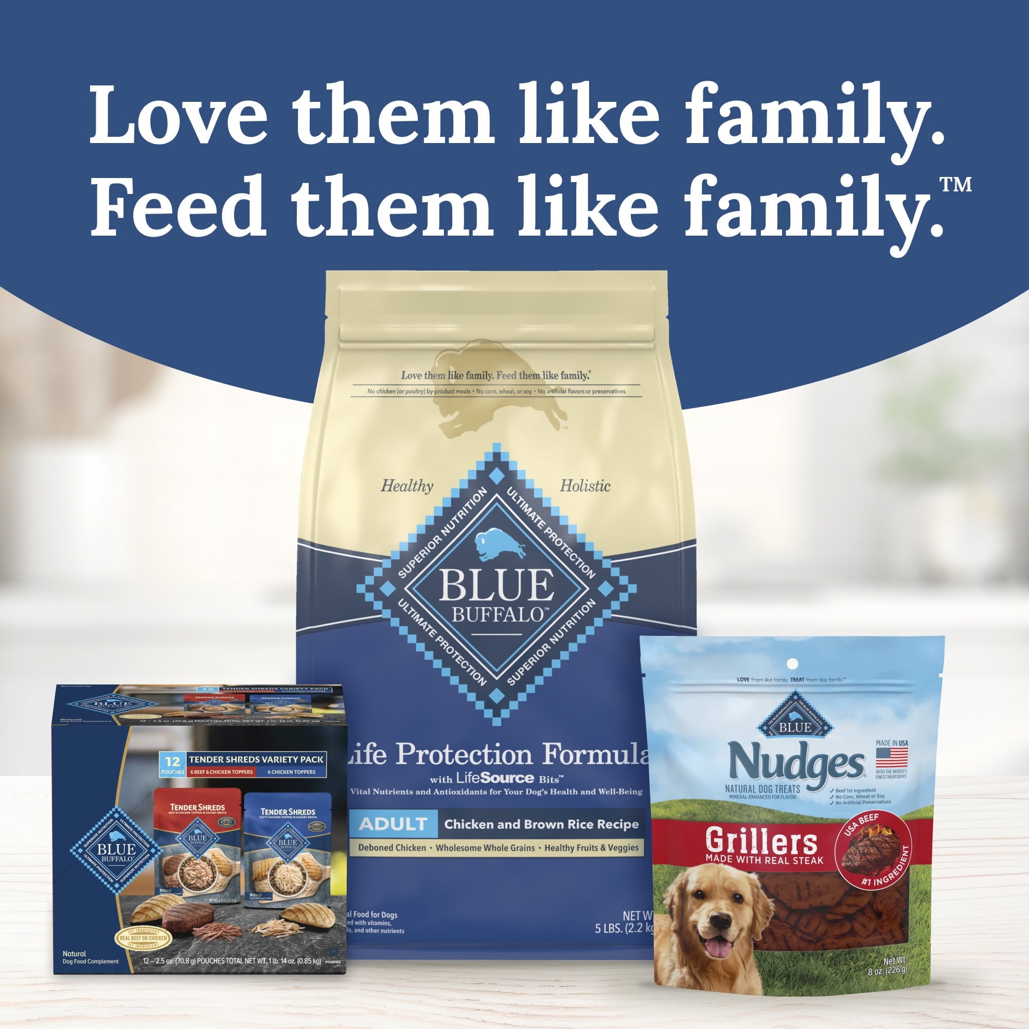 Blue Buffalo Tender Shreds Toppers - Natural Dog Food, 2.5-oz. Pouch, 12-Count Variety Pack