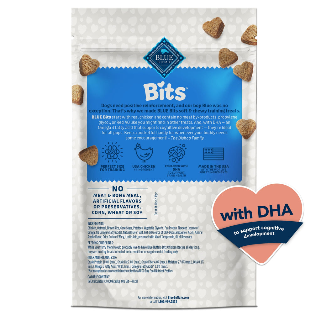 Blue Buffalo Bits Soft Dog Treats for Training - Enhanced with DHA, 4-oz. Bag - 4-Pack
