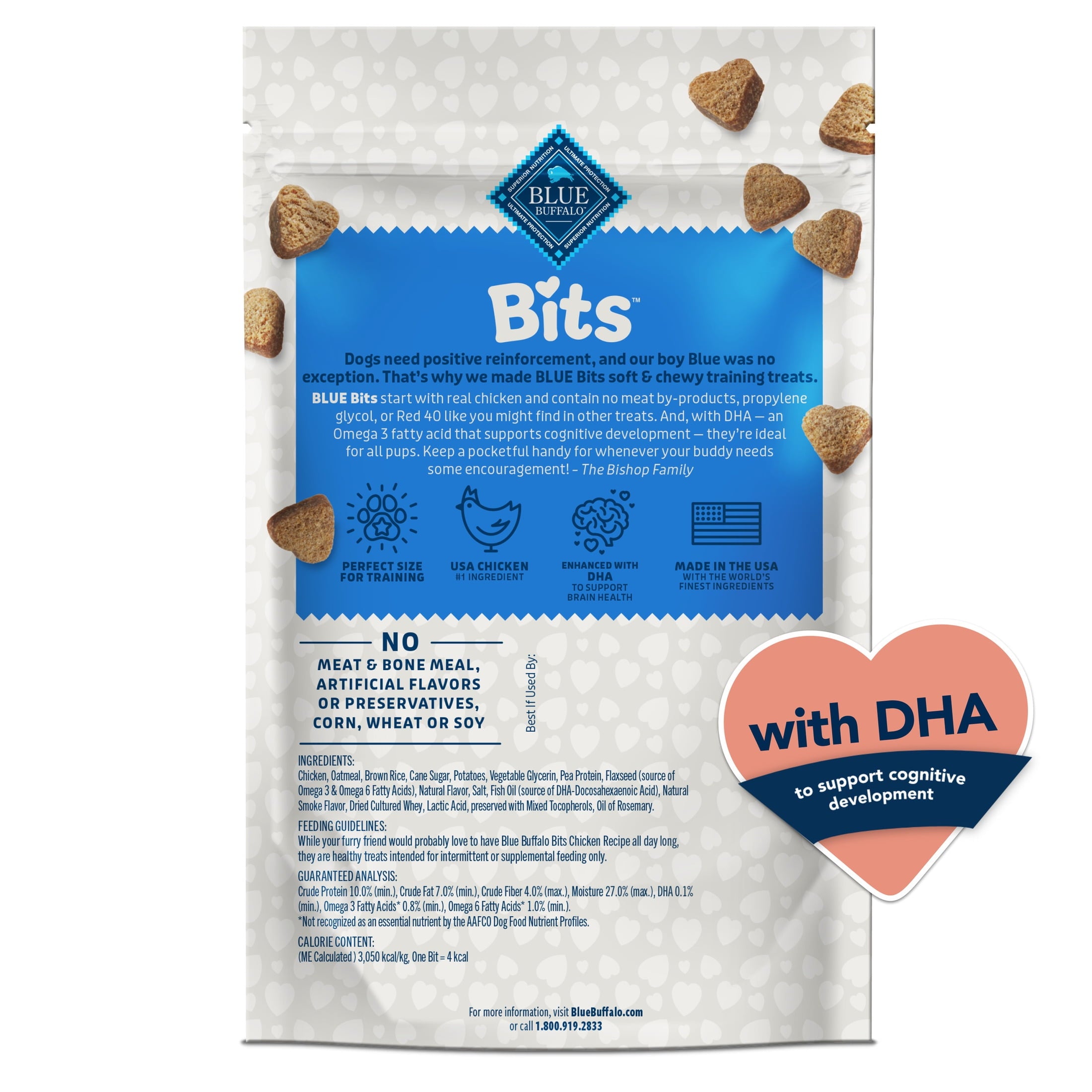 Blue Buffalo Bits Soft Dog Treats for Training - Enhanced with DHA, 4-oz. Bag - 4-Pack
