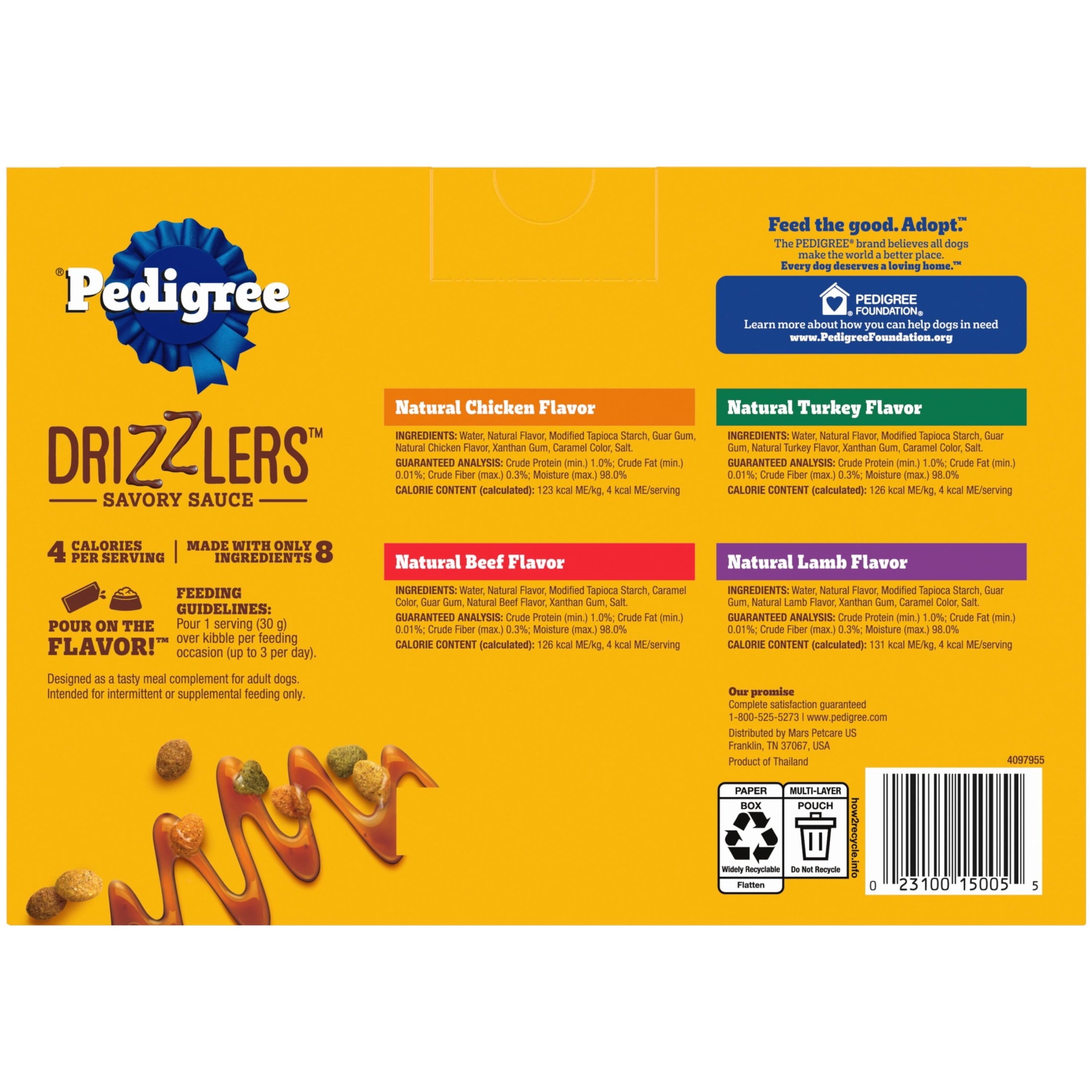 Pedigree Drizzlers Savory Sauce Multipack Wet Dog - 2.1 oz Twin Pouches, 32-Pack