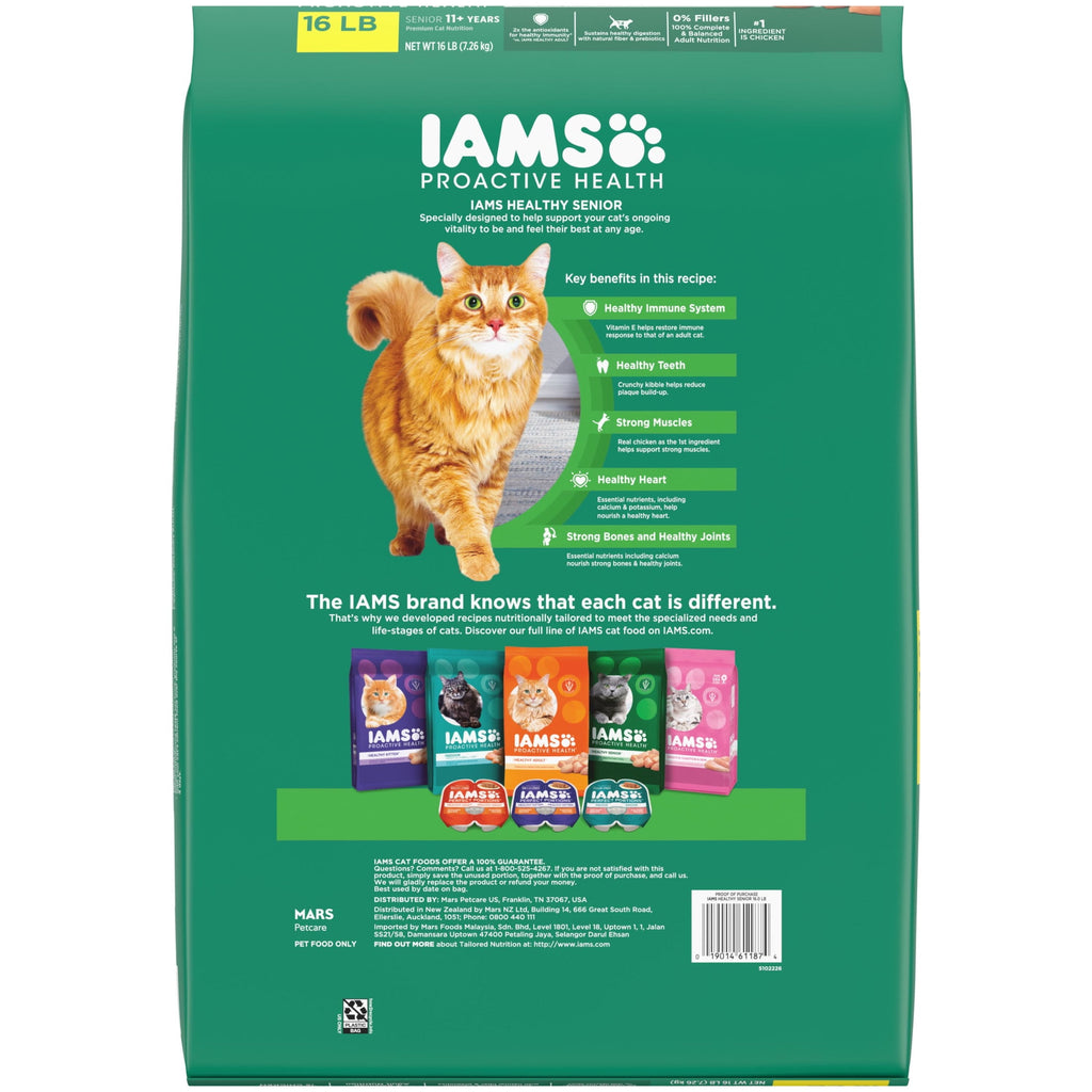 Iams Proactive Health Chicken Dry Cat Food For Senior Cats - 16 Lb Bag