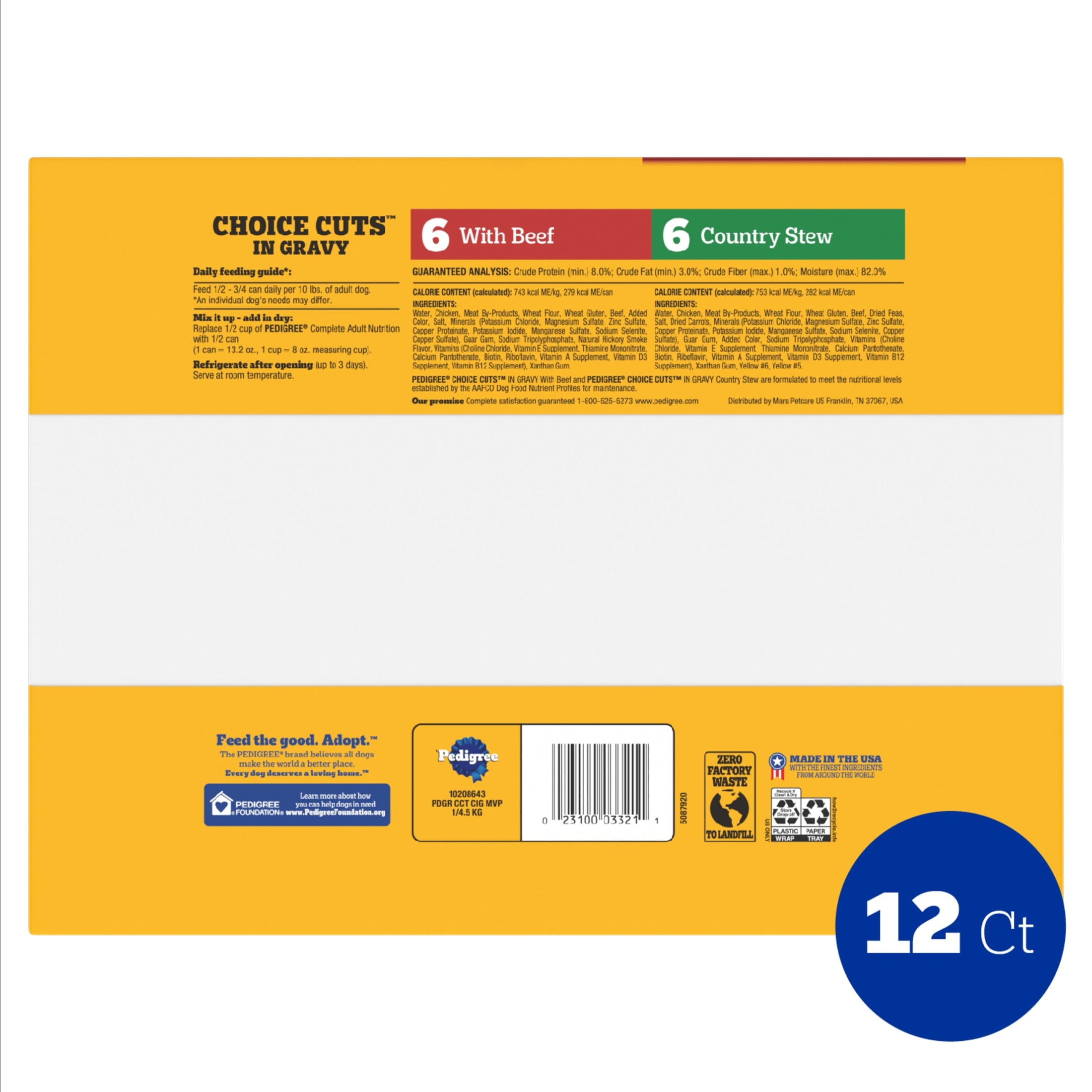 Pedigree Choice Cuts In Gravy Adult Soft Wet Dog Food With Beef Multipack - 13.2 Oz Cans 12 Pack
