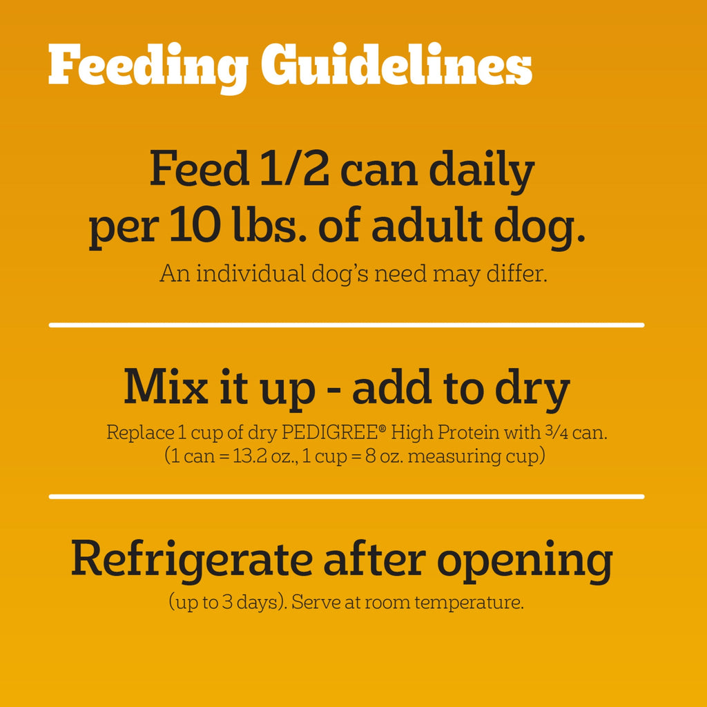 Pedigree High Protein Chicken Duck & Beef Bison Flavor Wet Dog Food Variety Pack (12) 13.2 Oz Cans