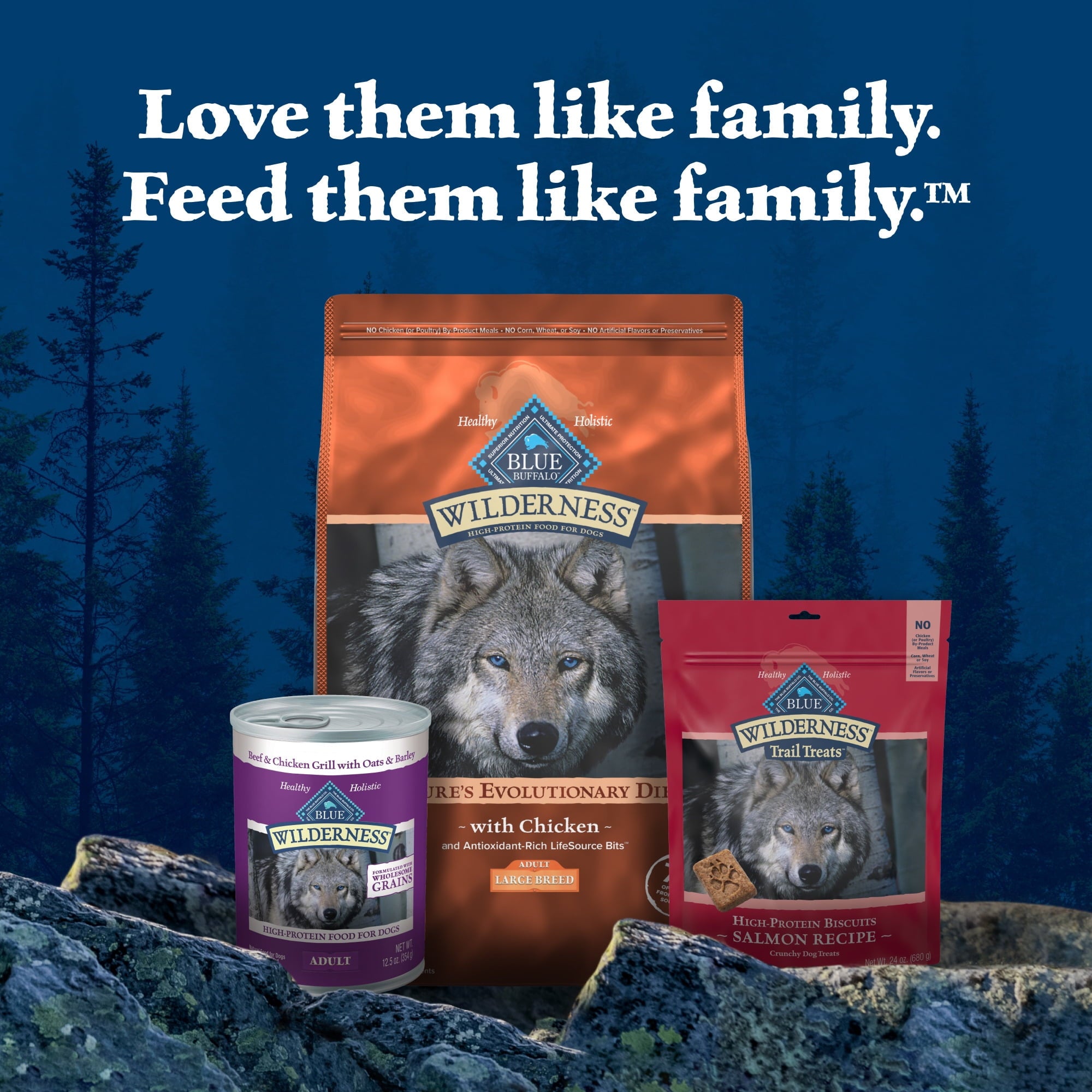Blue Buffalo Wilderness Large Breed Dry Dog Food Plus Wholesome Grains - Chicken, 24 lbs.
