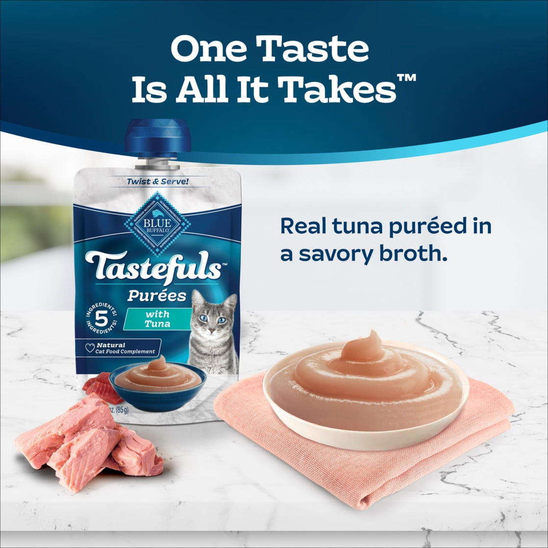 Blue Buffalo Tastefuls Adult Cat Natural Purées - Tuna 3-oz Resealable Twist Cap Pouch