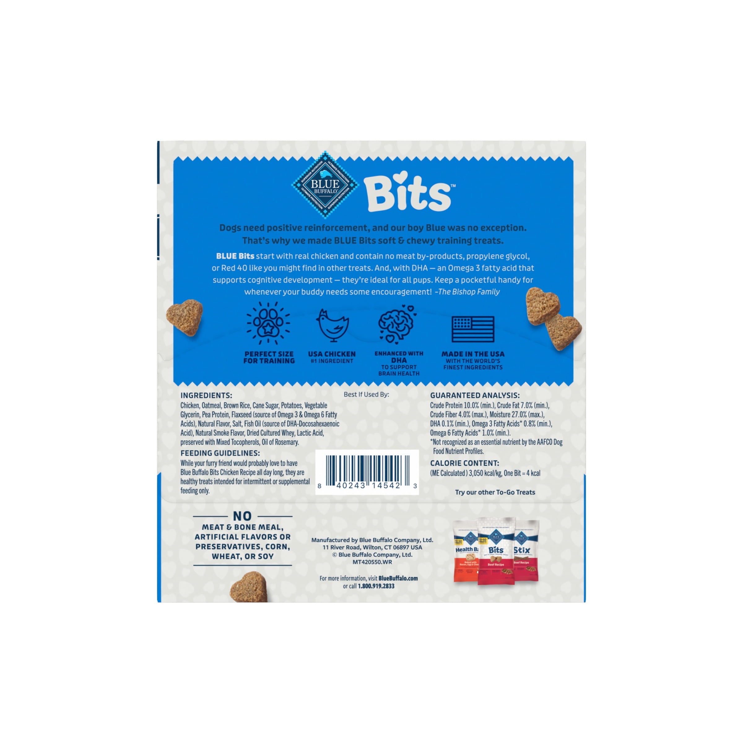 Blue Buffalo BLUE Bits Natural SoftMoist Training Dog Treats TOGO Chicken Recipe Bags
