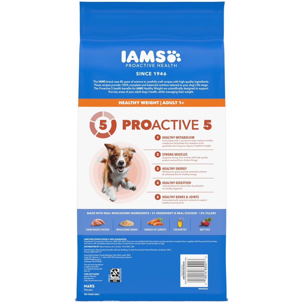 IAMS Proactive Health Healthy Weight Adult Chicken & Whole Grain Recipe Dry Dog Food - (4) 5 Lb Bags