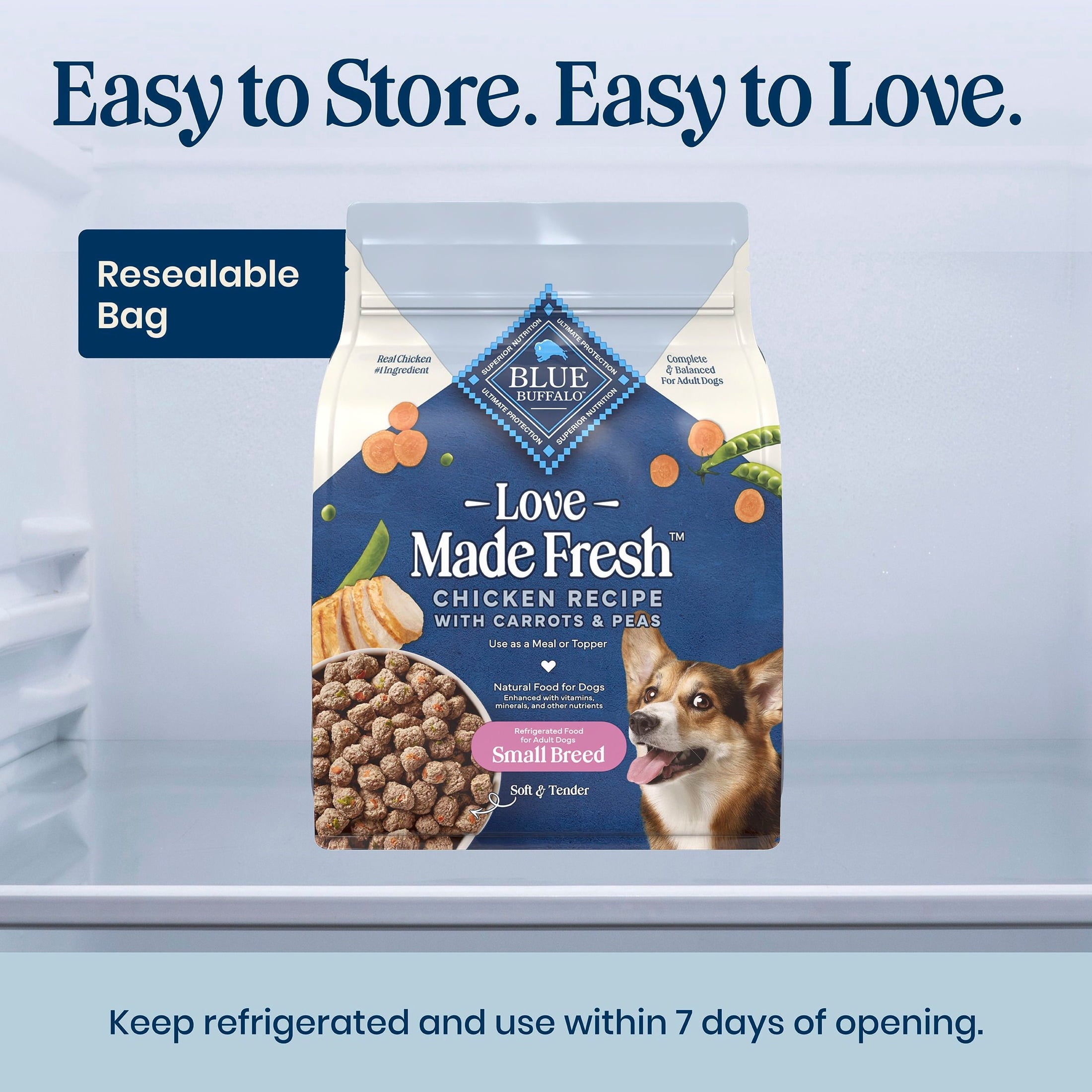 Blue Buffalo Love Made Fresh Small Breed Dog Food Refrigerated - Chicken Meatball 1lb Pouch