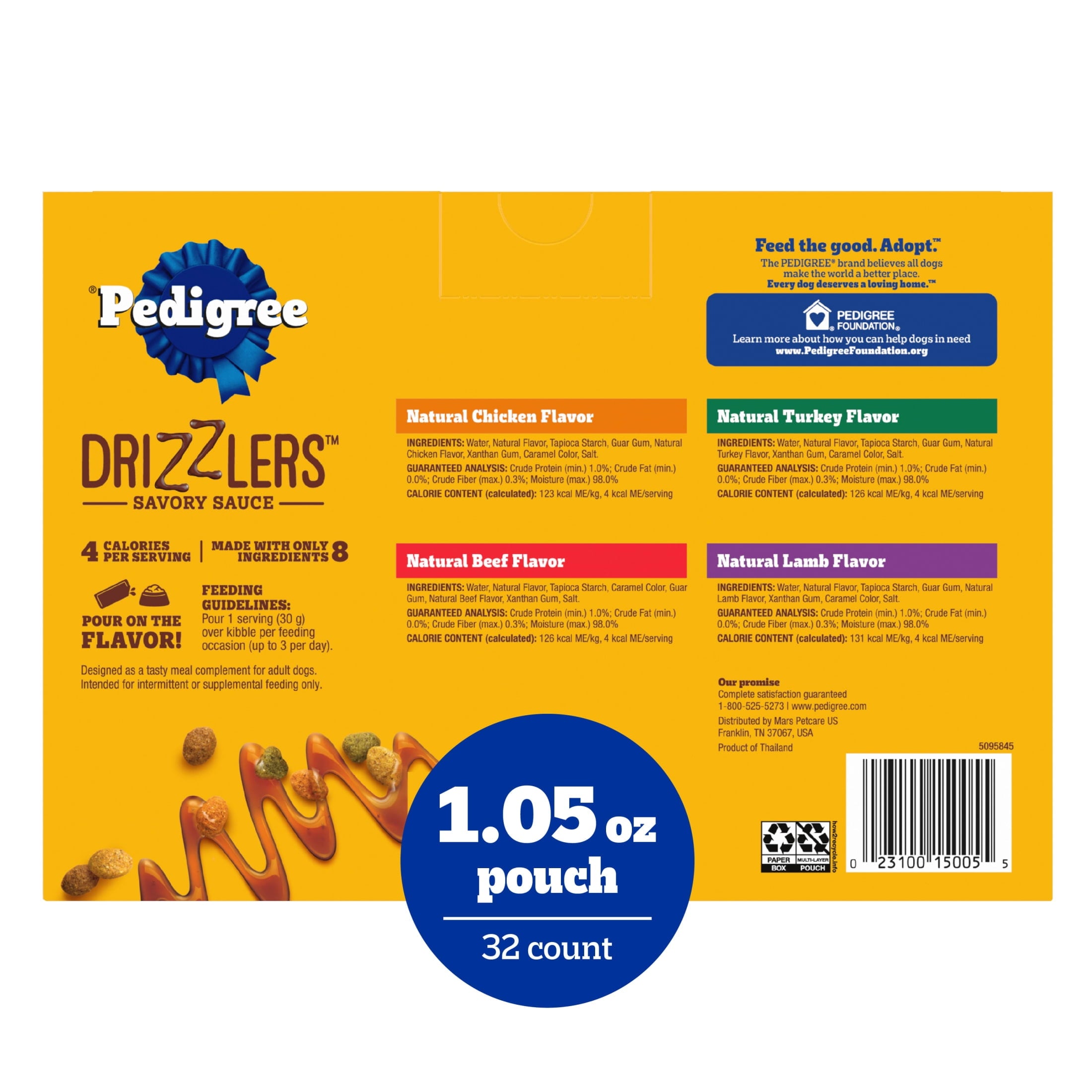 Pedigree Drizzlers Savory Sauce Multipack Wet Dog - 2.1 oz Twin Pouches, 32-Pack