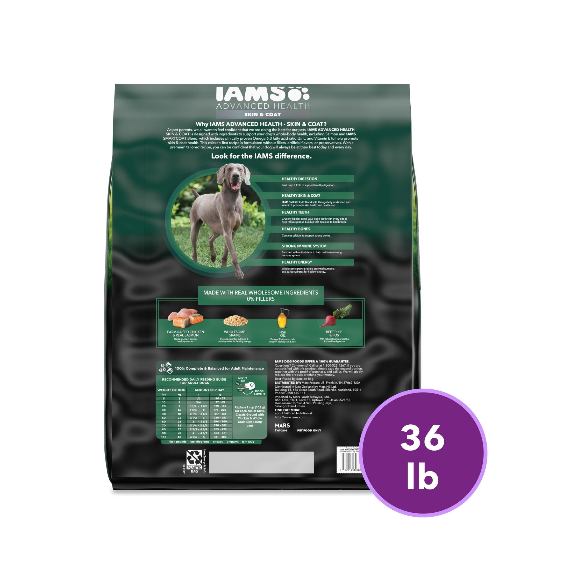 IAMS Advanced Health Skin & Coat Adult Dog Food Dry Chicken & Salmon Recipe - 36 lb. Bag
