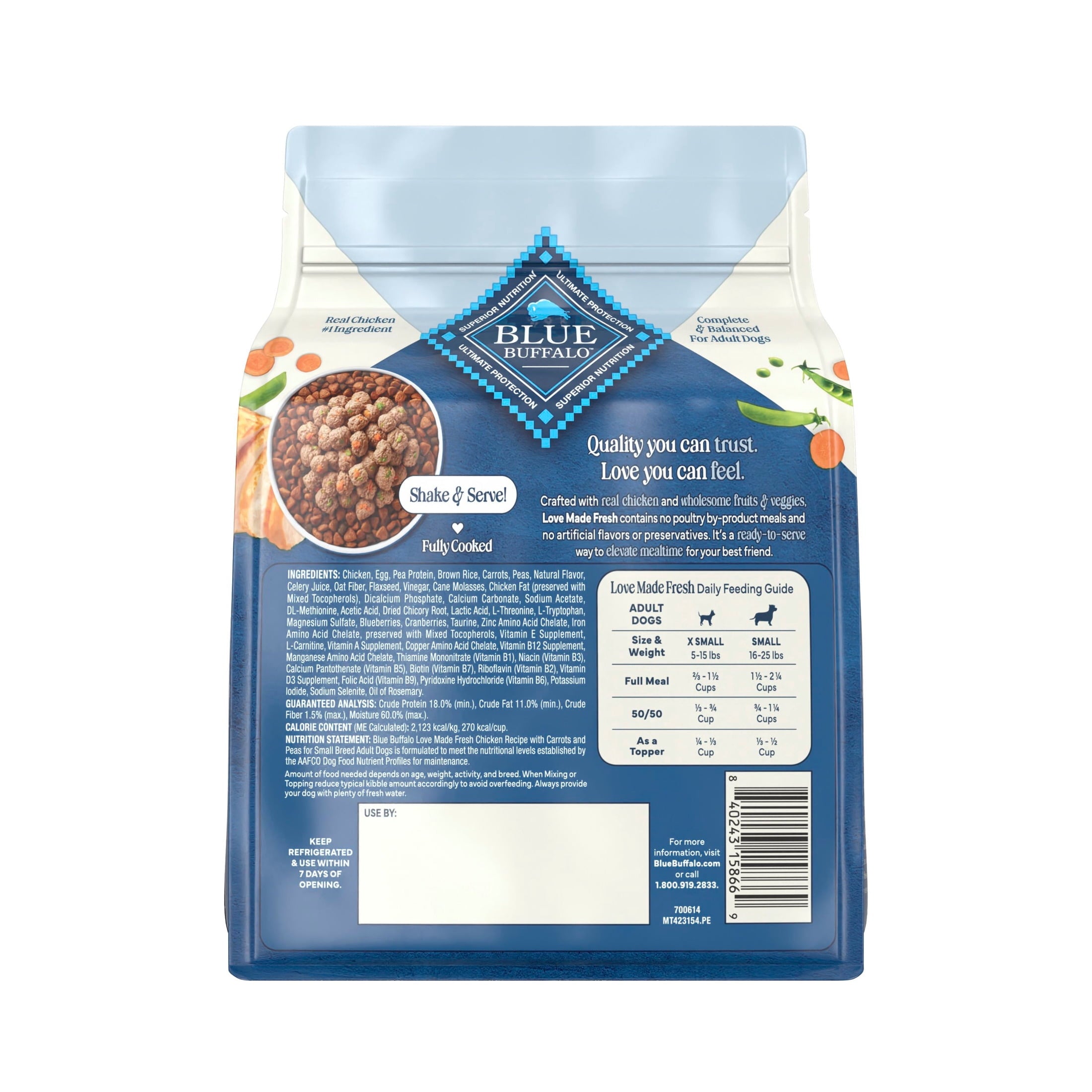 Blue Buffalo Love Made Fresh Small Breed Dog Food Refrigerated - Chicken Meatball 1lb Pouch