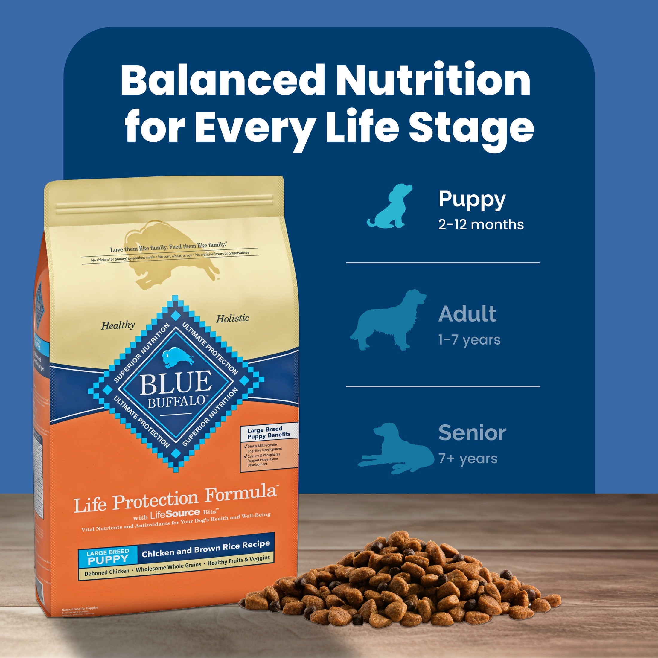 Blue Buffalo Life Protection Formula Large Breed Dry Puppy Food - Chicken & Rice, 15 lbs.