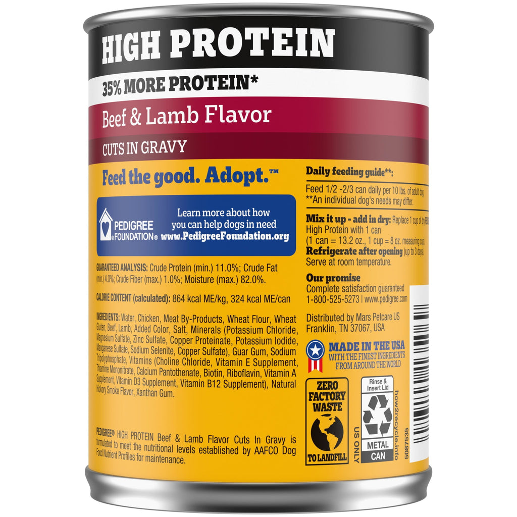 Pedigree High Protein Beef & Lamb flavor In Gravy Adult Soft Wet Dog Food - (12) 13.2 oz Cans
