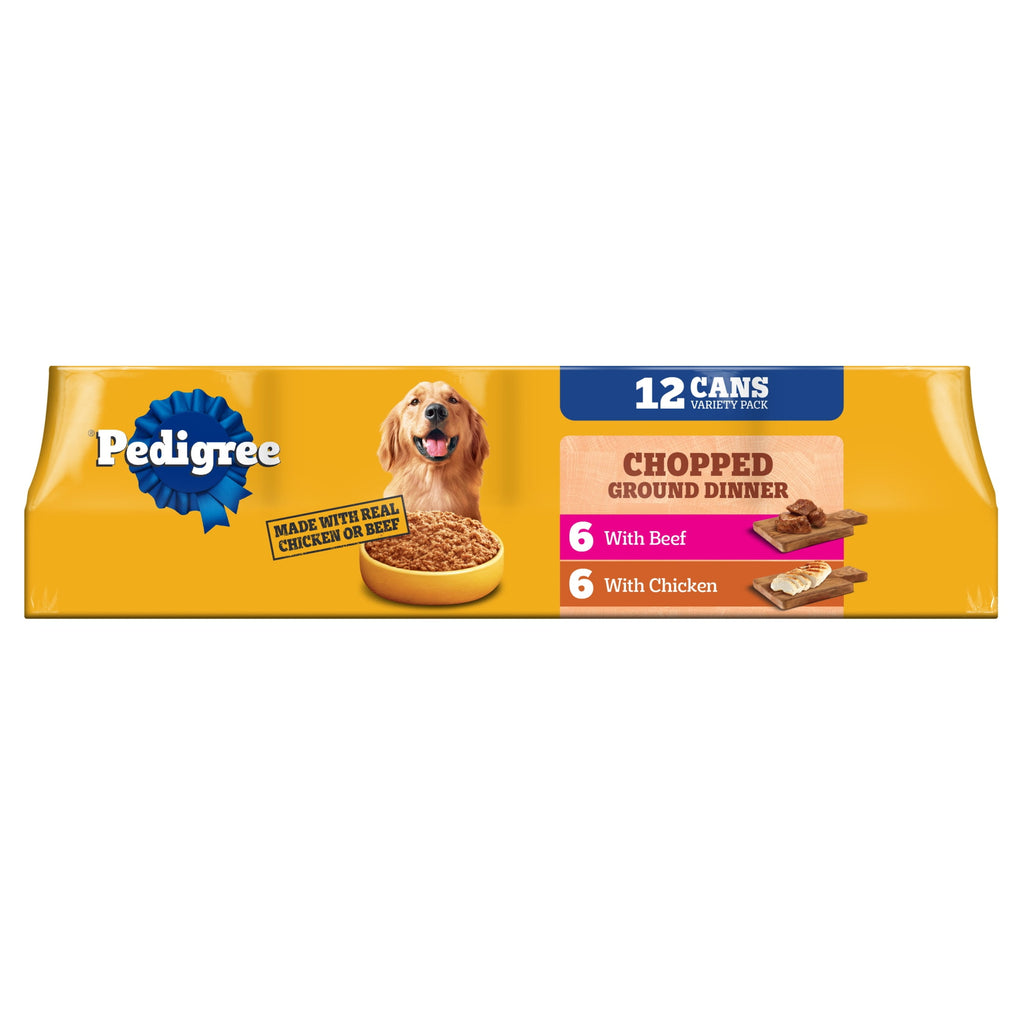 Pedigree Chopped Ground Dinner Chicken & Beef Variety Pack Wet Dog Food - (12) 13.2 Oz Cans - 4-Pack