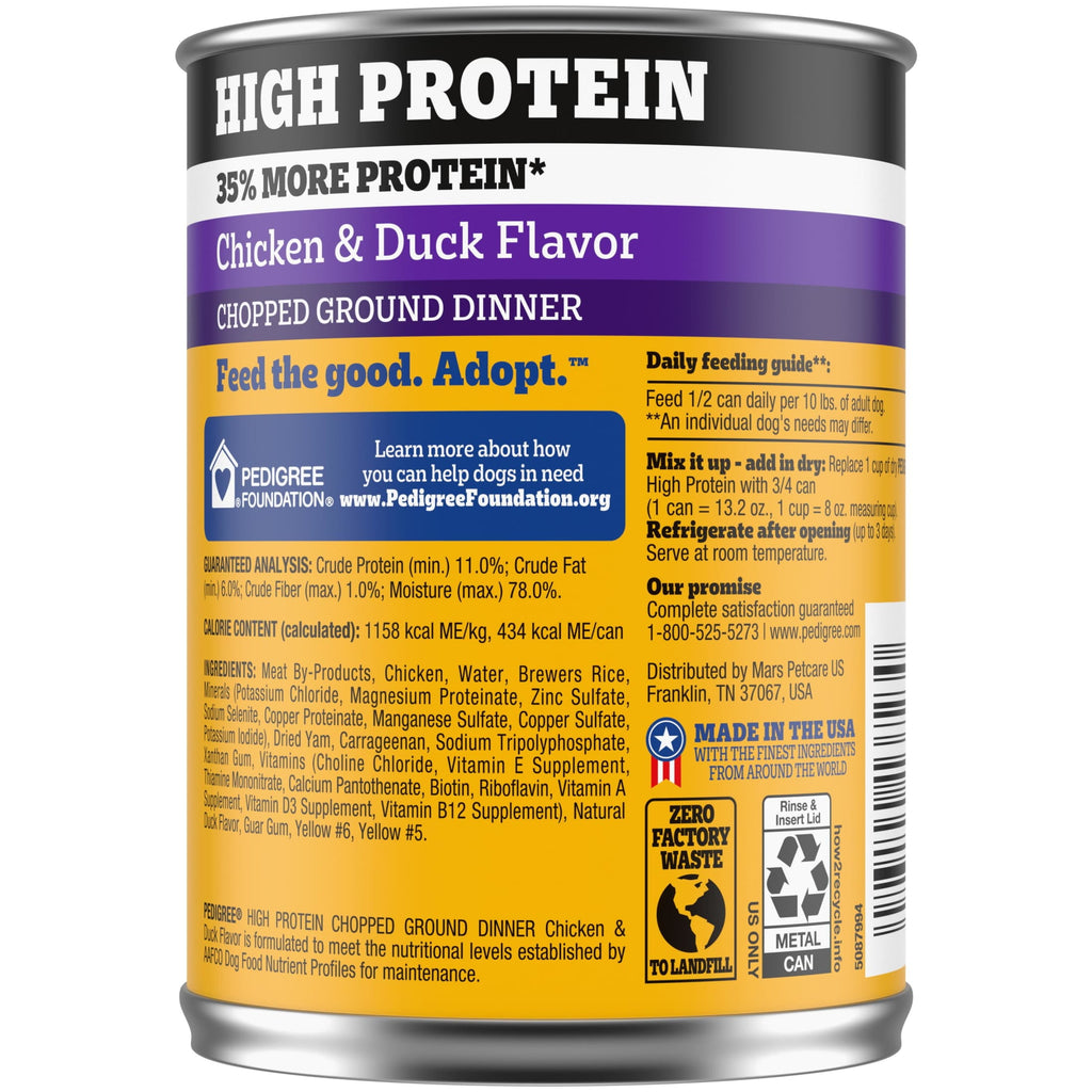 Pedigree High Protein Chopped Chicken & Duck Flavor Adult Soft Wet Dog Food - 13.2 oz Can - 3-Pack