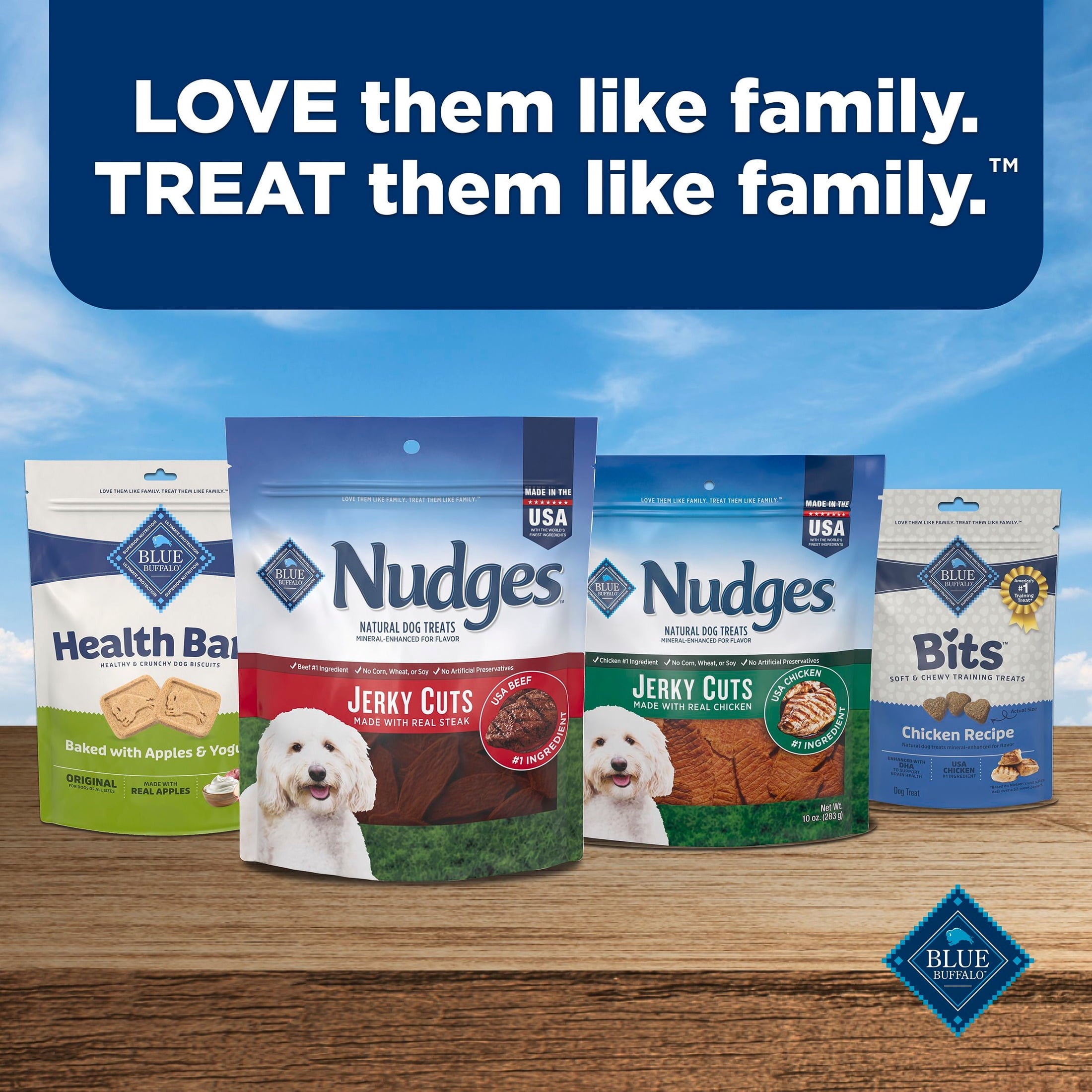 Blue Buffalo Nudges Jerky Cuts - Natural Dog Treats, Steak Jerky, 28oz Bag