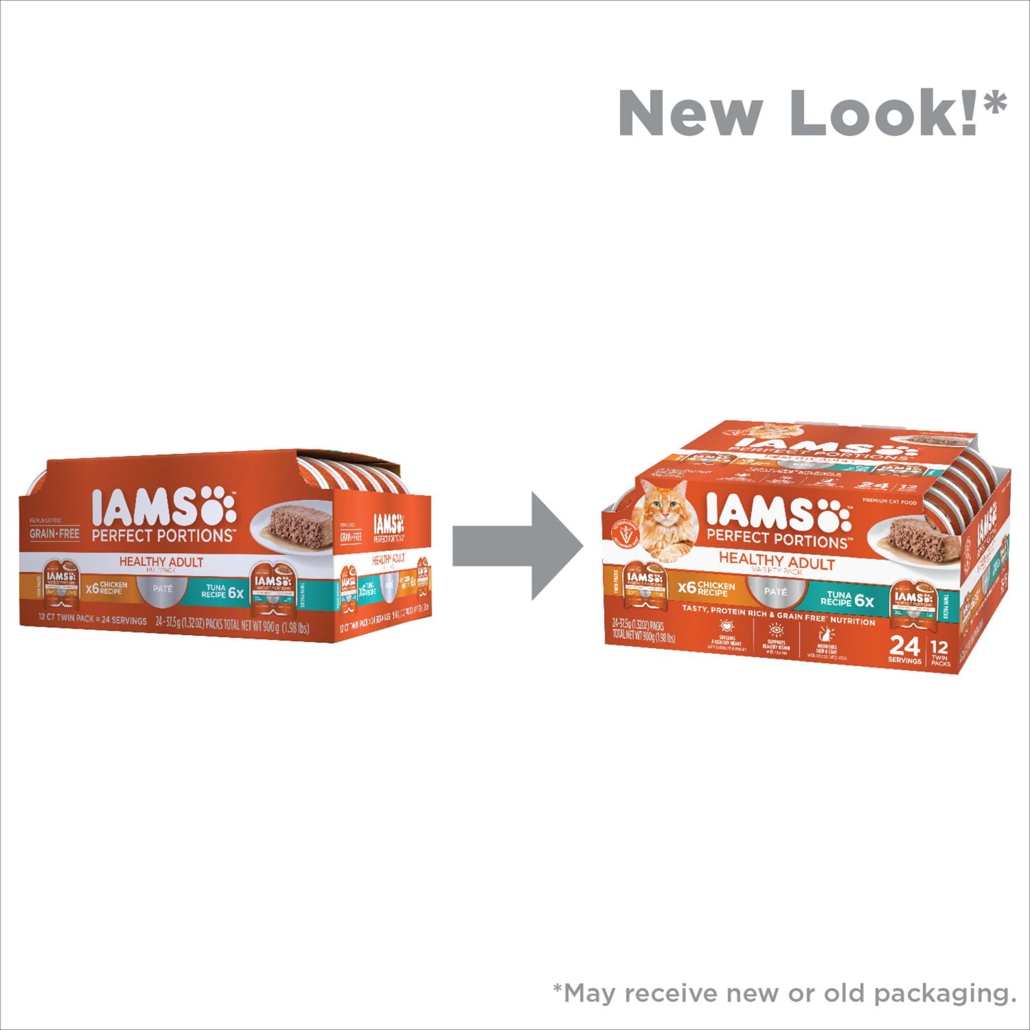 Iams Perfect Portions Grain Free Wet Cat Food Variety Pack - 1.32 Oz Trays, 12 Pack