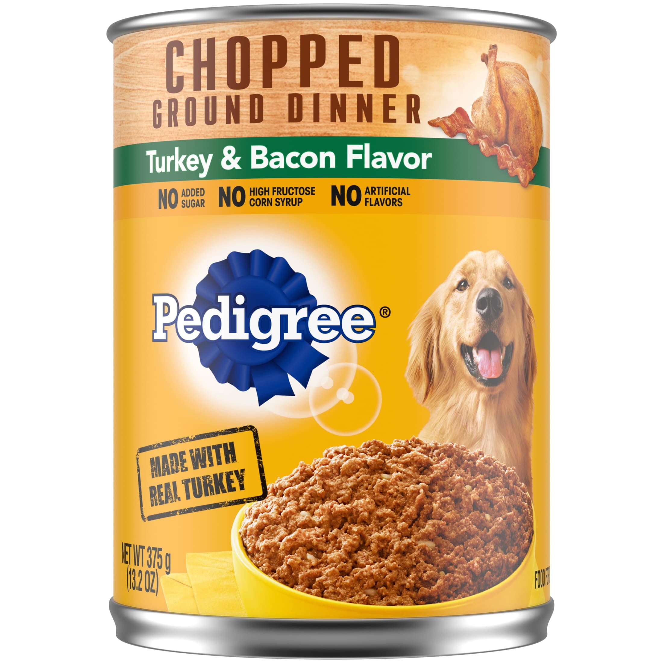 Pedigree Chopped Ground Dinner Turkey & Bacon Flavor Adult Soft Wet Dog Food - (12) 13.2 Oz Cans - 3-Pack
