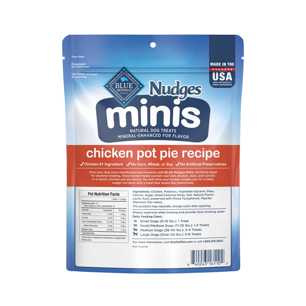 Blue Buffalo Nudges - Mini Dog Treats, Chicken Pot Pie Recipe, 12oz Bag